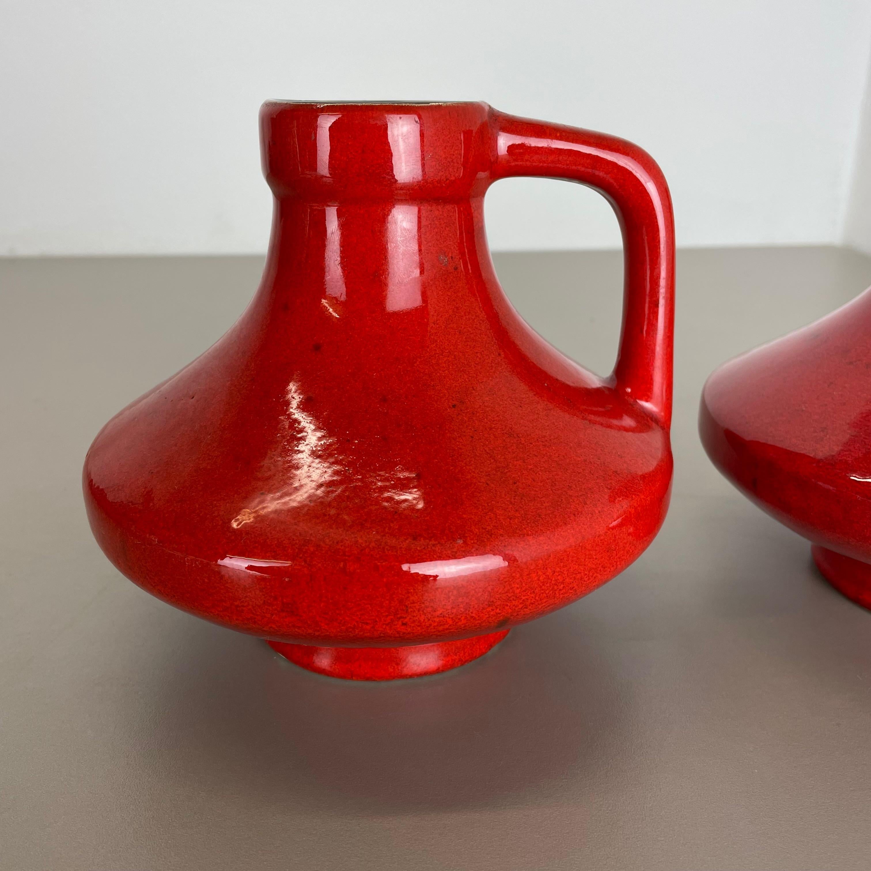 20th Century Set of Two Pottery Fat Lava UFO Vases 