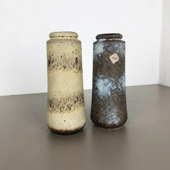 Set of Two Pottery Fat Lava Vases "206-26" Made by Scheurich, Germany, 1970s