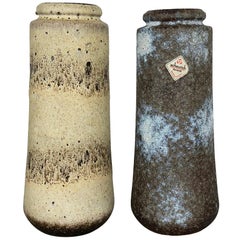 Ensemble de deux vases en poterie de lave grasse « 206-26 » fabriqués par Scheurich, Allemagne, années 1970