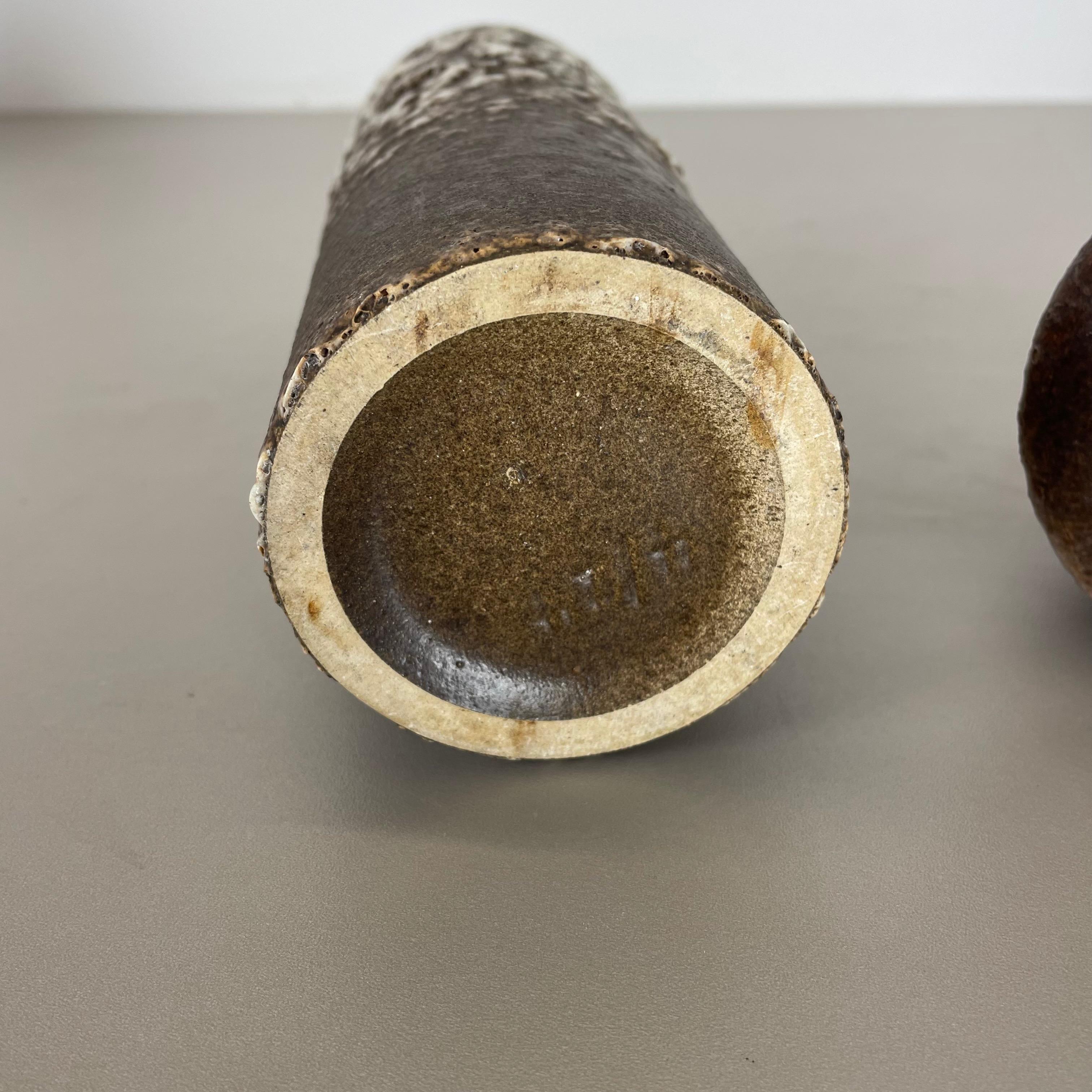 Set von zwei Fat Lava-Vasen aus Keramik „Crusty Brown-White“ von Jopeko, Deutschland, 1970er Jahre im Angebot 14