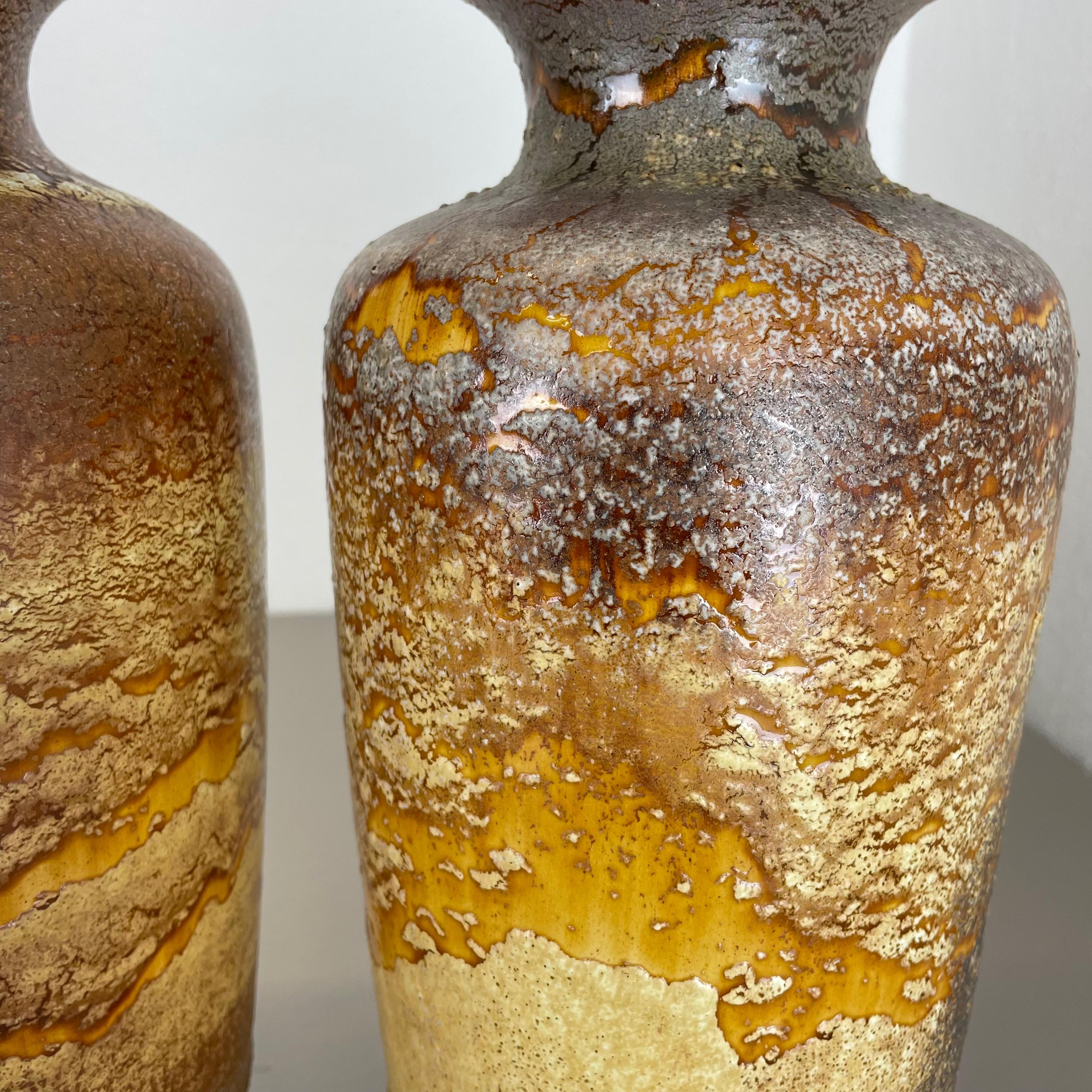 Set of Two Pottery Fat Lava Vases 