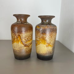 Set of Two Pottery Fat Lava Vases "Desert" by Scheurich, Germany, 1970s