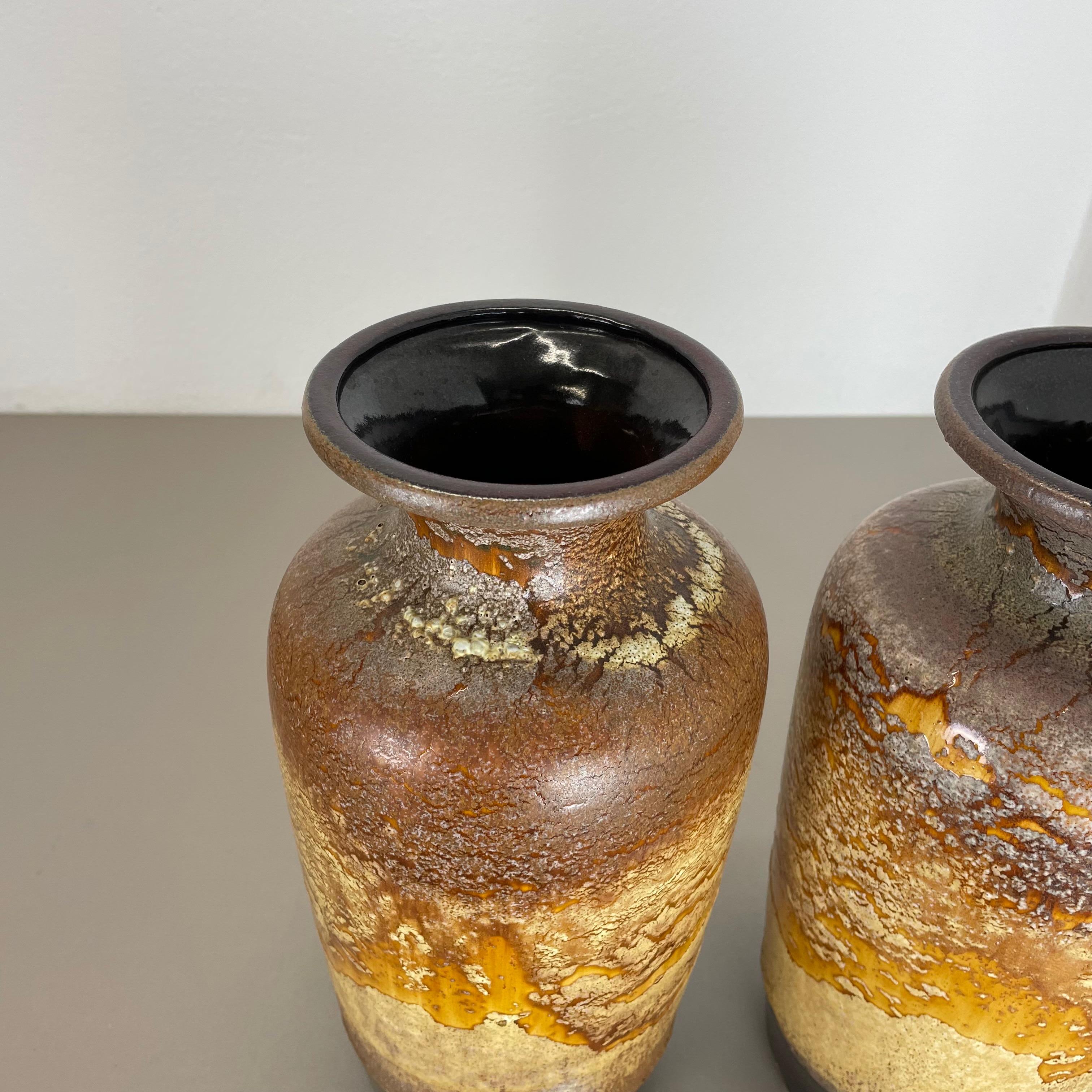 20th Century Set of Two Pottery Fat Lava Vases 