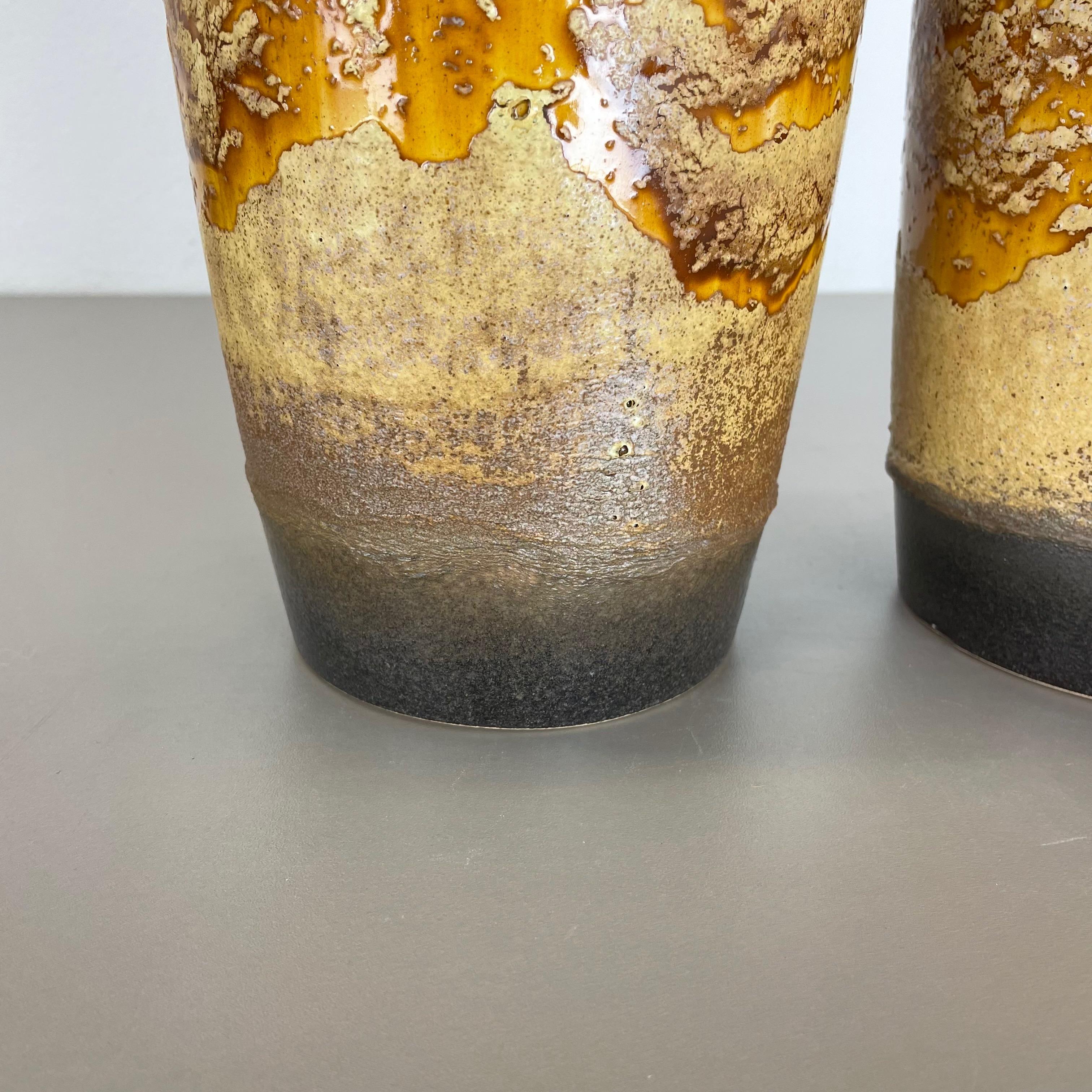 Set of Two Pottery Fat Lava Vases 