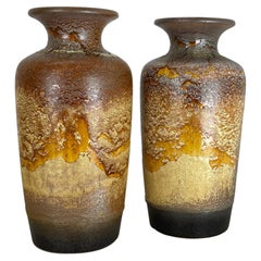 Vintage Set of Two Pottery Fat Lava Vases "Desert" by Scheurich, Germany, 1970s