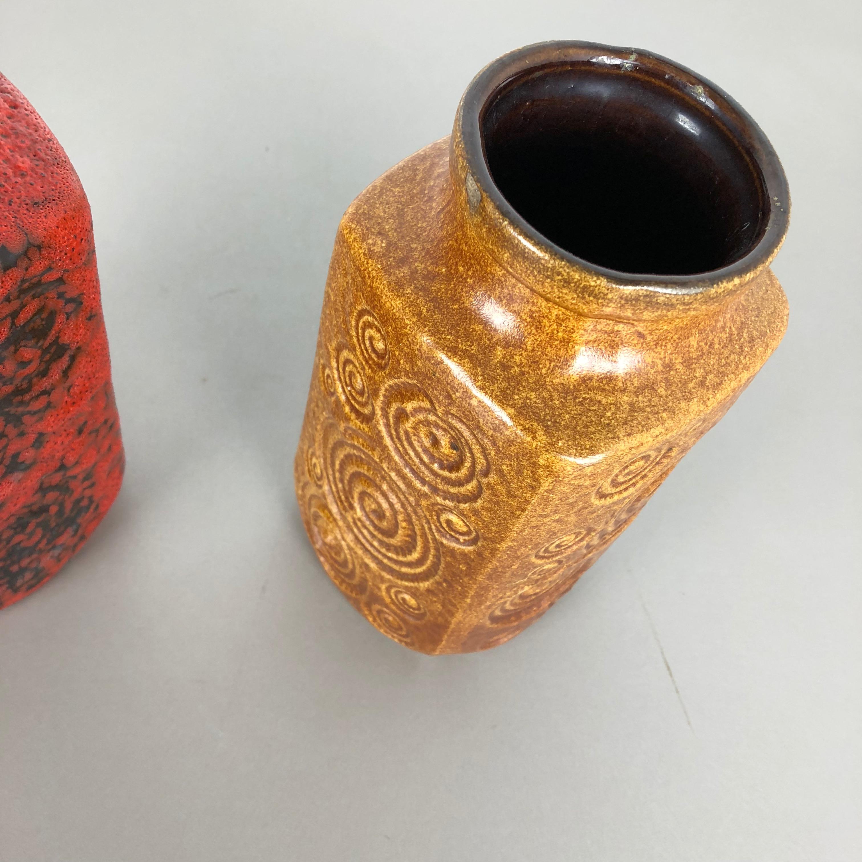 Ceramic Set of Two Pottery Fat Lava Vases Jura 