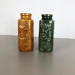 Set of Two Pottery Fat Lava Vases Jura "282-26" Made by Scheurich, Germany 1970s