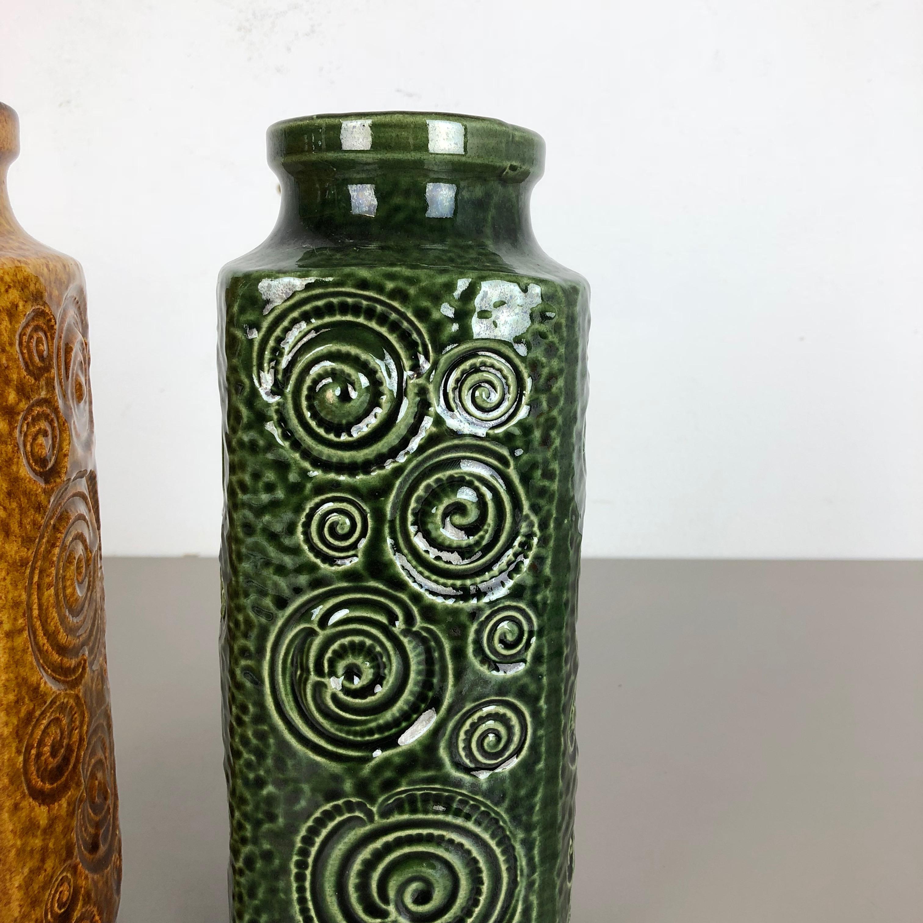 20th Century Set of Two Pottery Fat Lava Vases Jura 