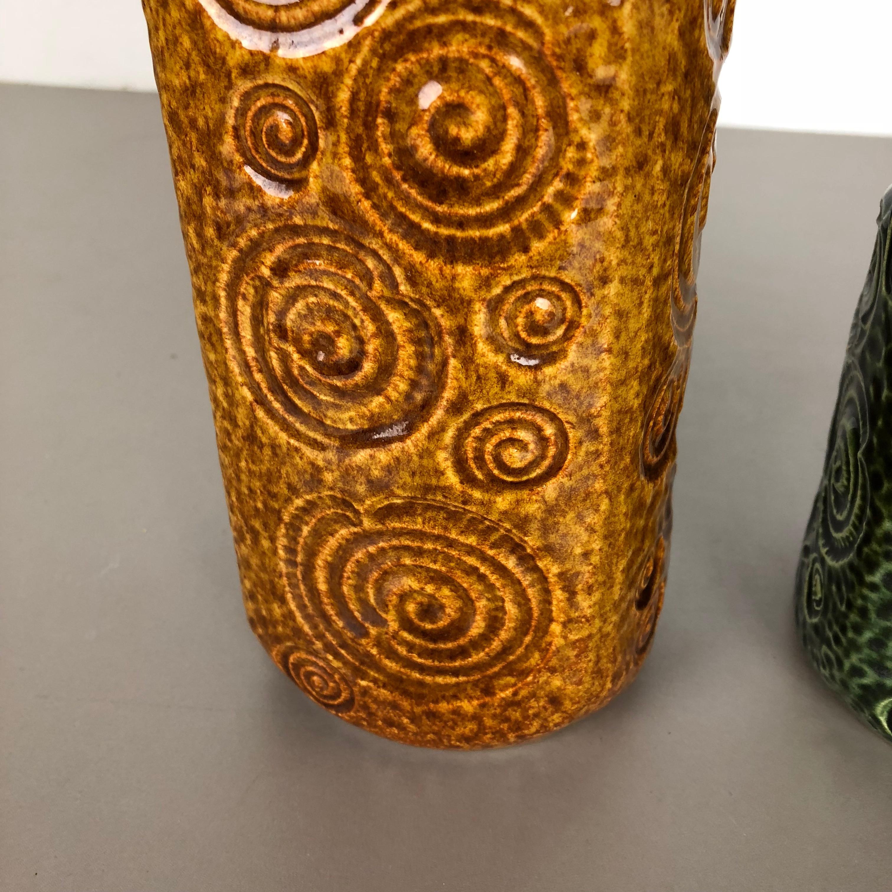 Ceramic Set of Two Pottery Fat Lava Vases Jura 