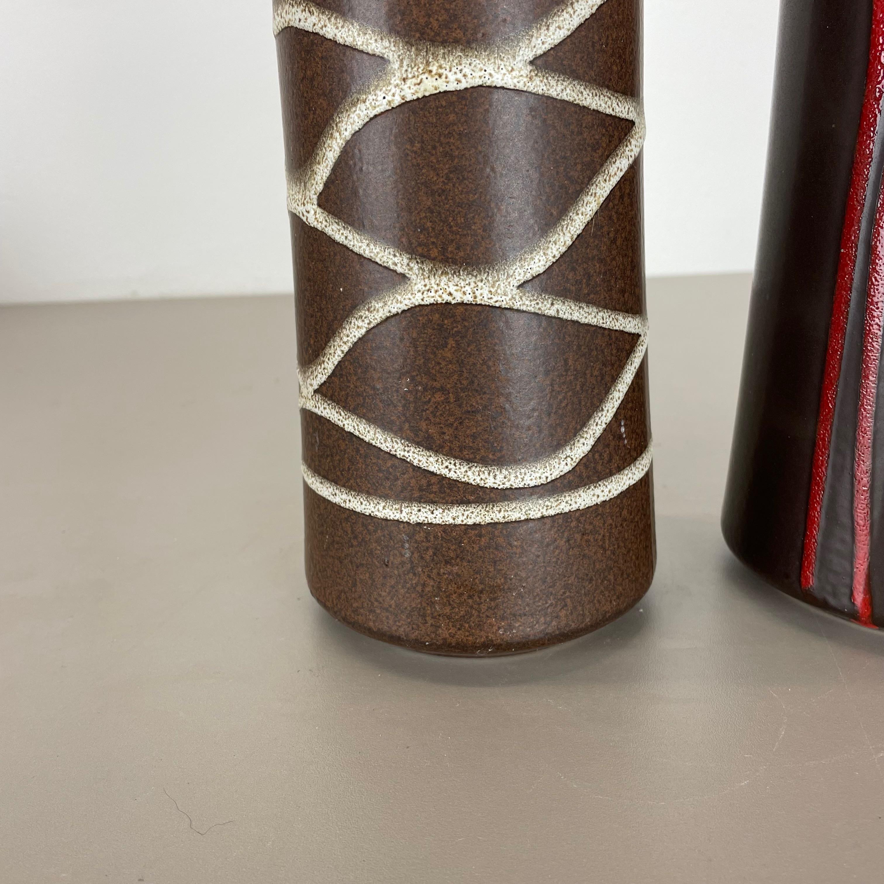 Set aus zwei Fat Lava-Vasen „LINES“ aus Keramik von Scheurich, Deutschland, 1970er Jahre im Angebot 5