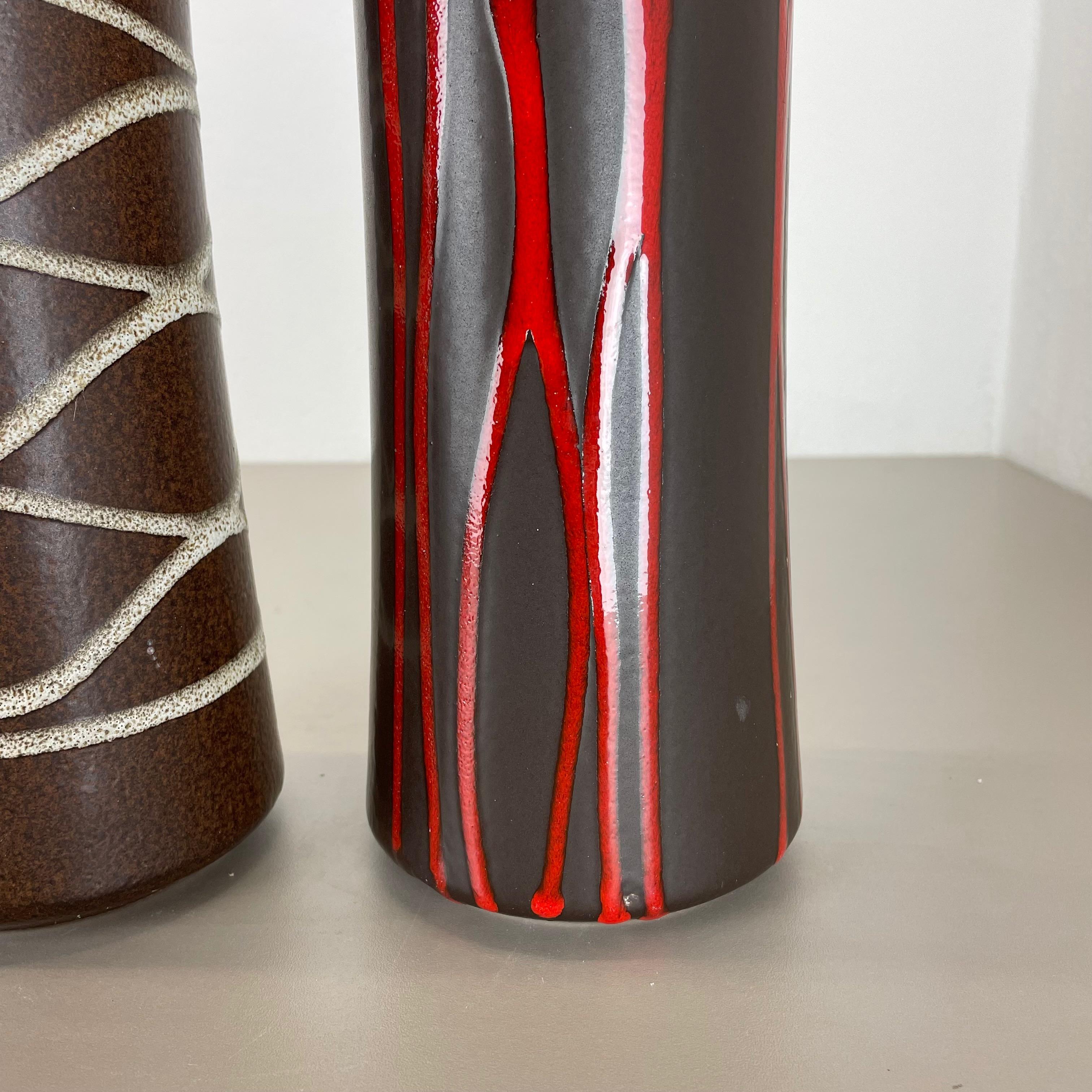 Set aus zwei Fat Lava-Vasen „LINES“ aus Keramik von Scheurich, Deutschland, 1970er Jahre im Angebot 6