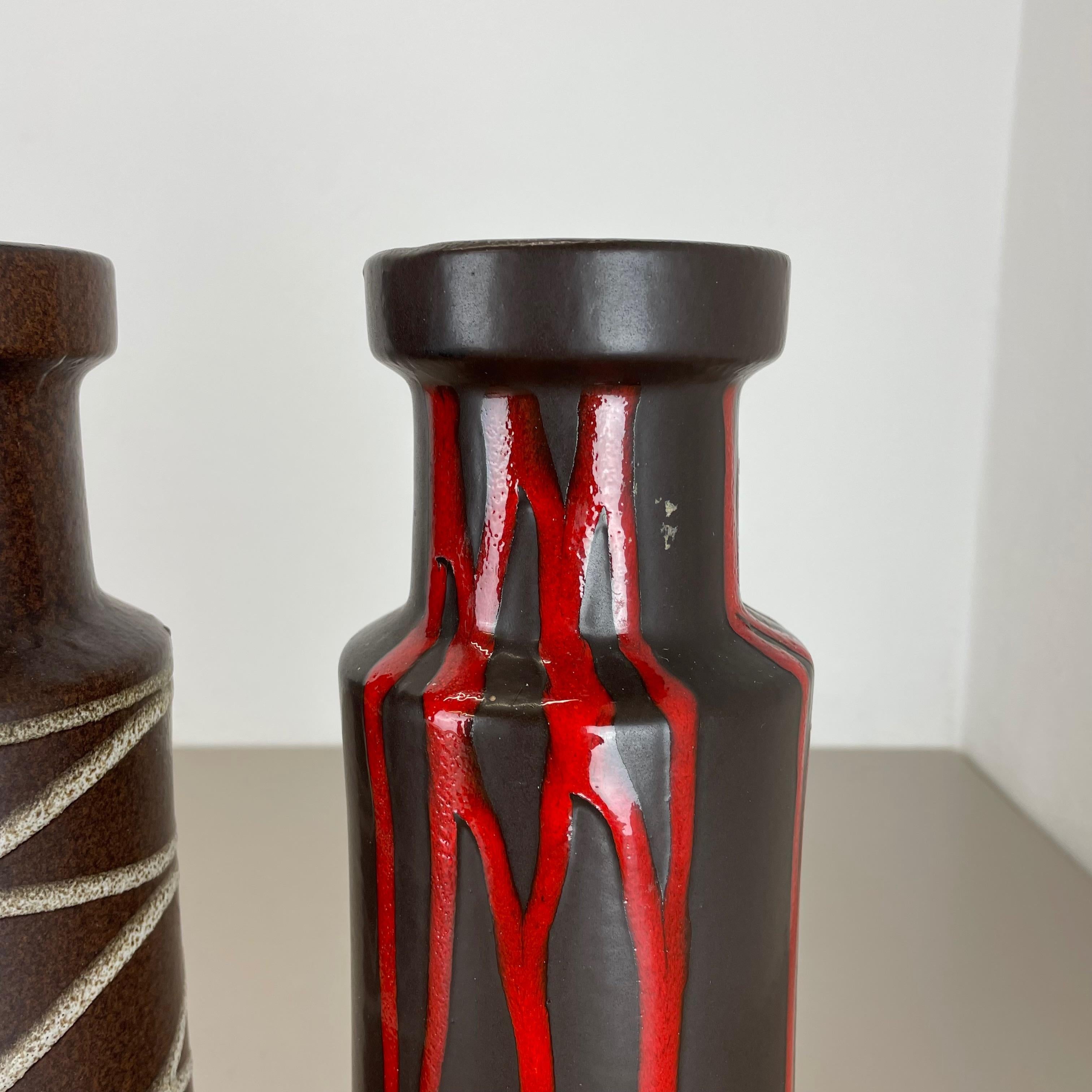 Set aus zwei Fat Lava-Vasen „LINES“ aus Keramik von Scheurich, Deutschland, 1970er Jahre im Angebot 8
