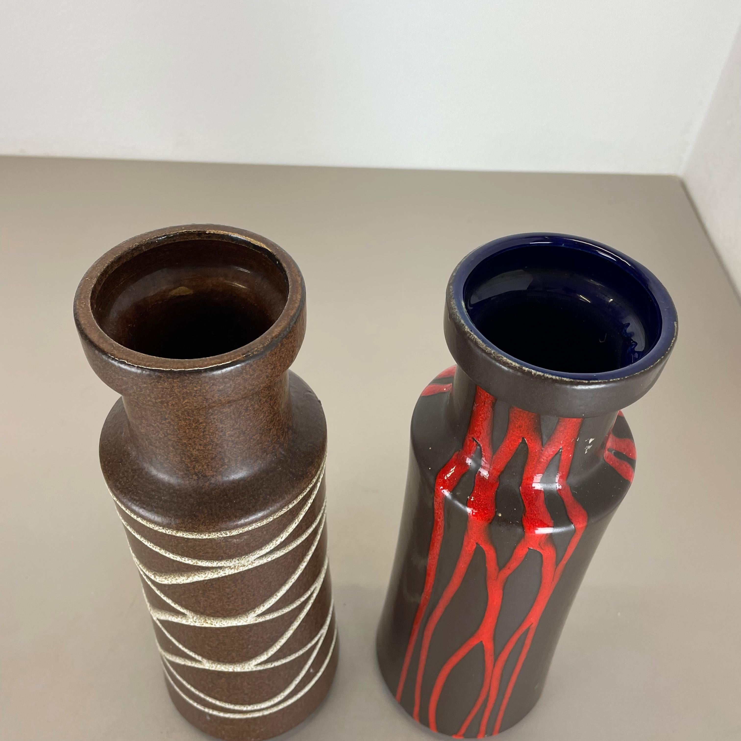 Set aus zwei Fat Lava-Vasen „LINES“ aus Keramik von Scheurich, Deutschland, 1970er Jahre im Angebot 9