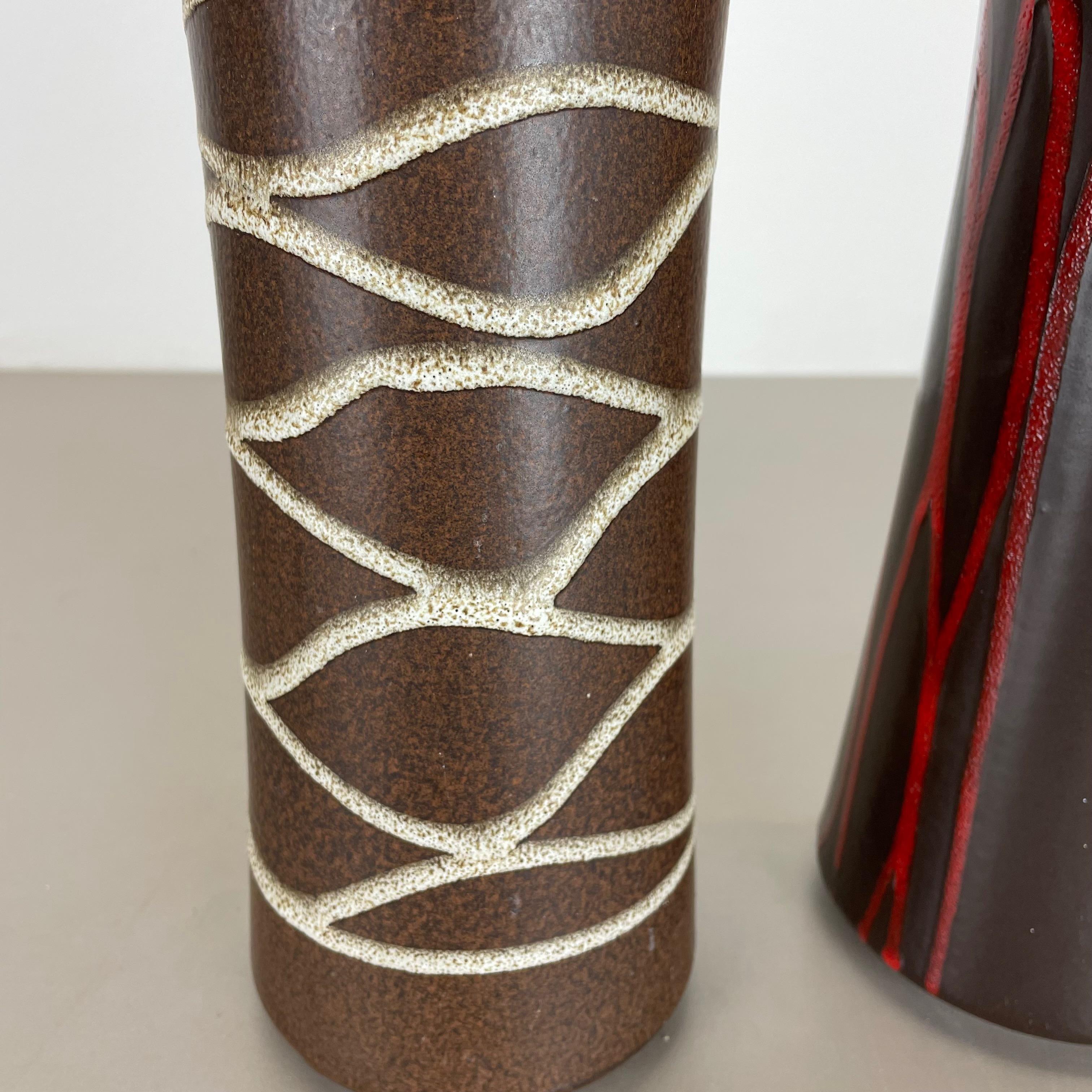Set aus zwei Fat Lava-Vasen „LINES“ aus Keramik von Scheurich, Deutschland, 1970er Jahre im Angebot 12