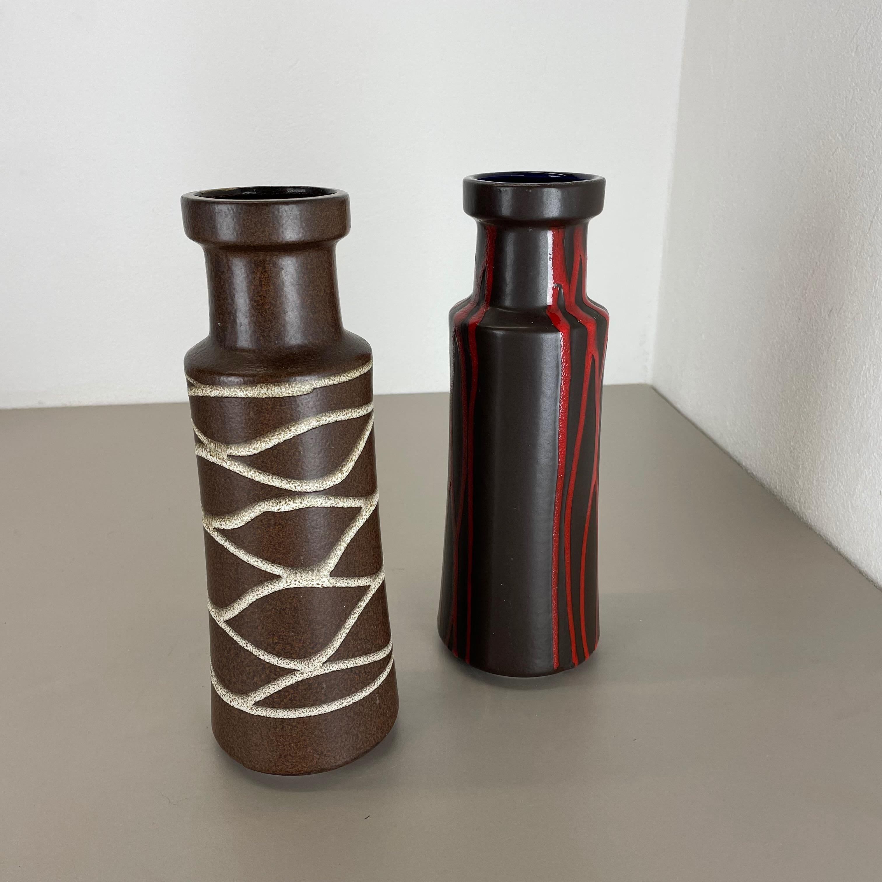 Set aus zwei Fat Lava-Vasen „LINES“ aus Keramik von Scheurich, Deutschland, 1970er Jahre im Angebot 14