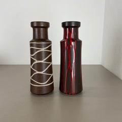 Set aus zwei Fat Lava-Vasen „LINES“ aus Keramik von Scheurich, Deutschland, 1970er Jahre