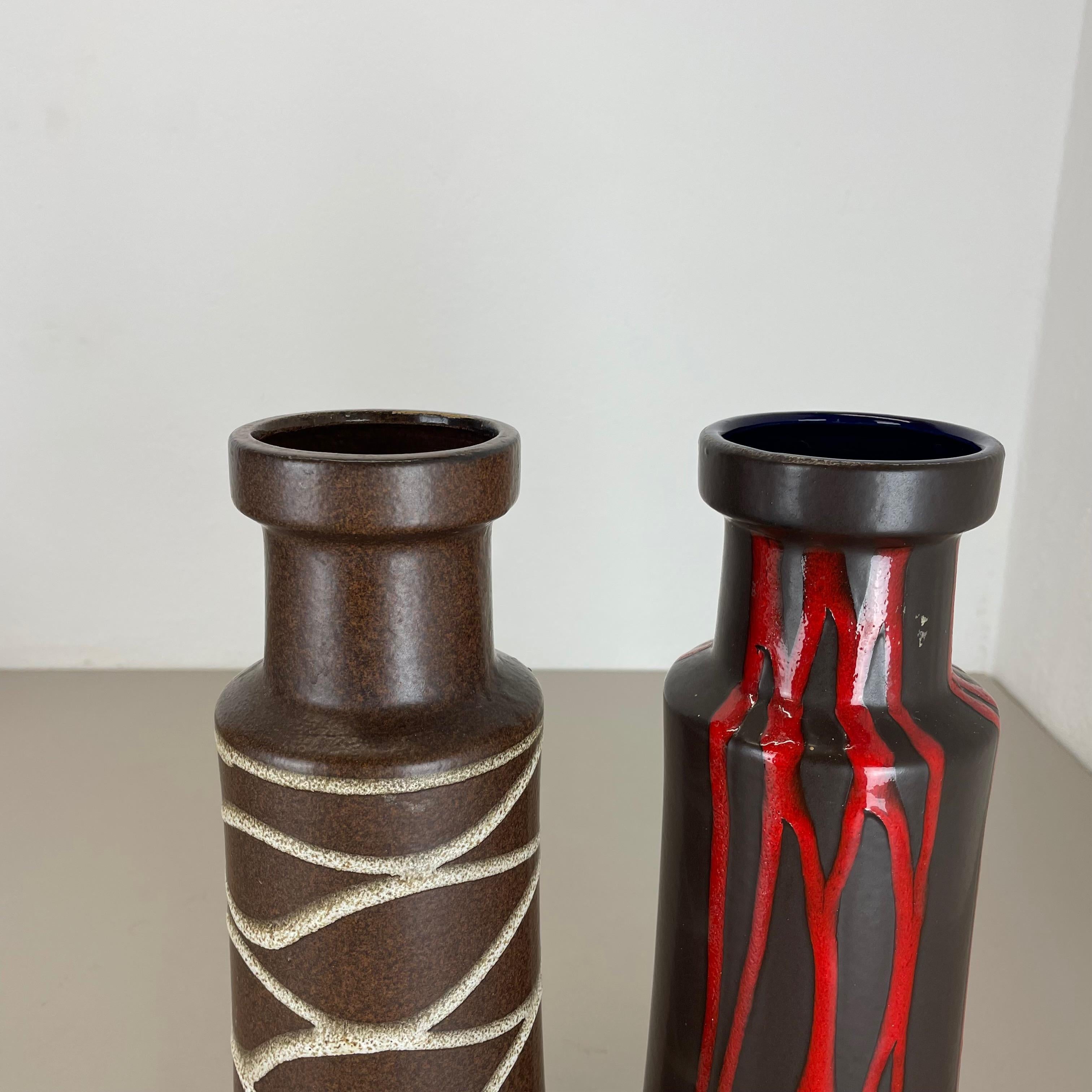 Set aus zwei Fat Lava-Vasen „LINES“ aus Keramik von Scheurich, Deutschland, 1970er Jahre im Angebot 2