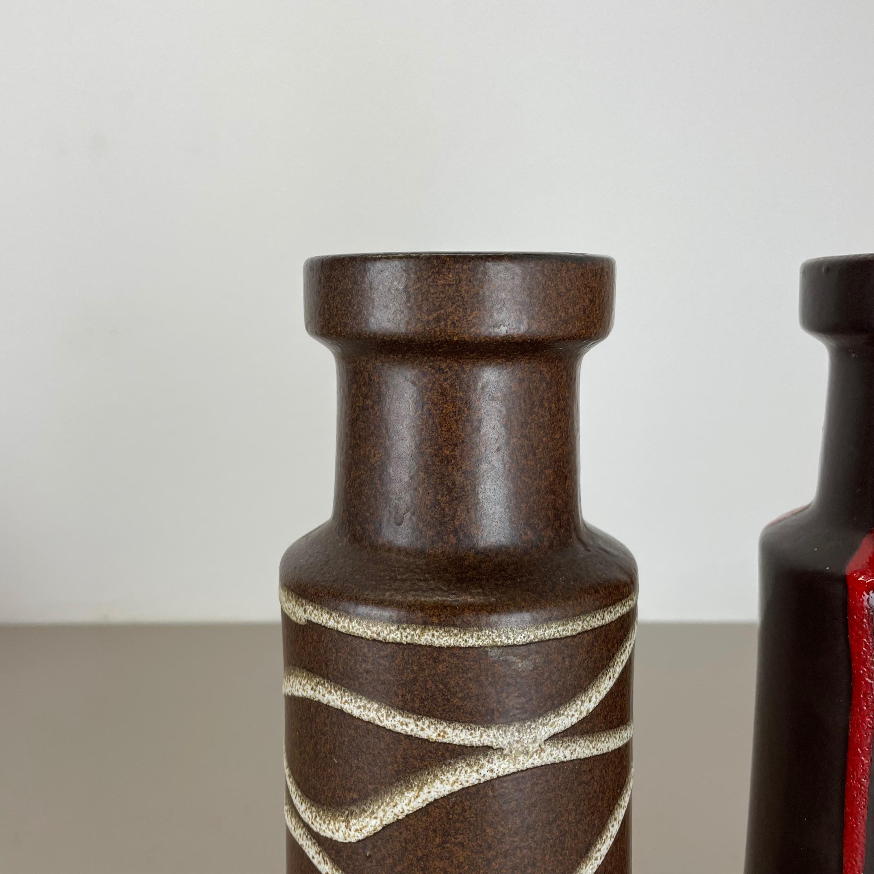 Set aus zwei Fat Lava-Vasen „LINES“ aus Keramik von Scheurich, Deutschland, 1970er Jahre im Angebot 3