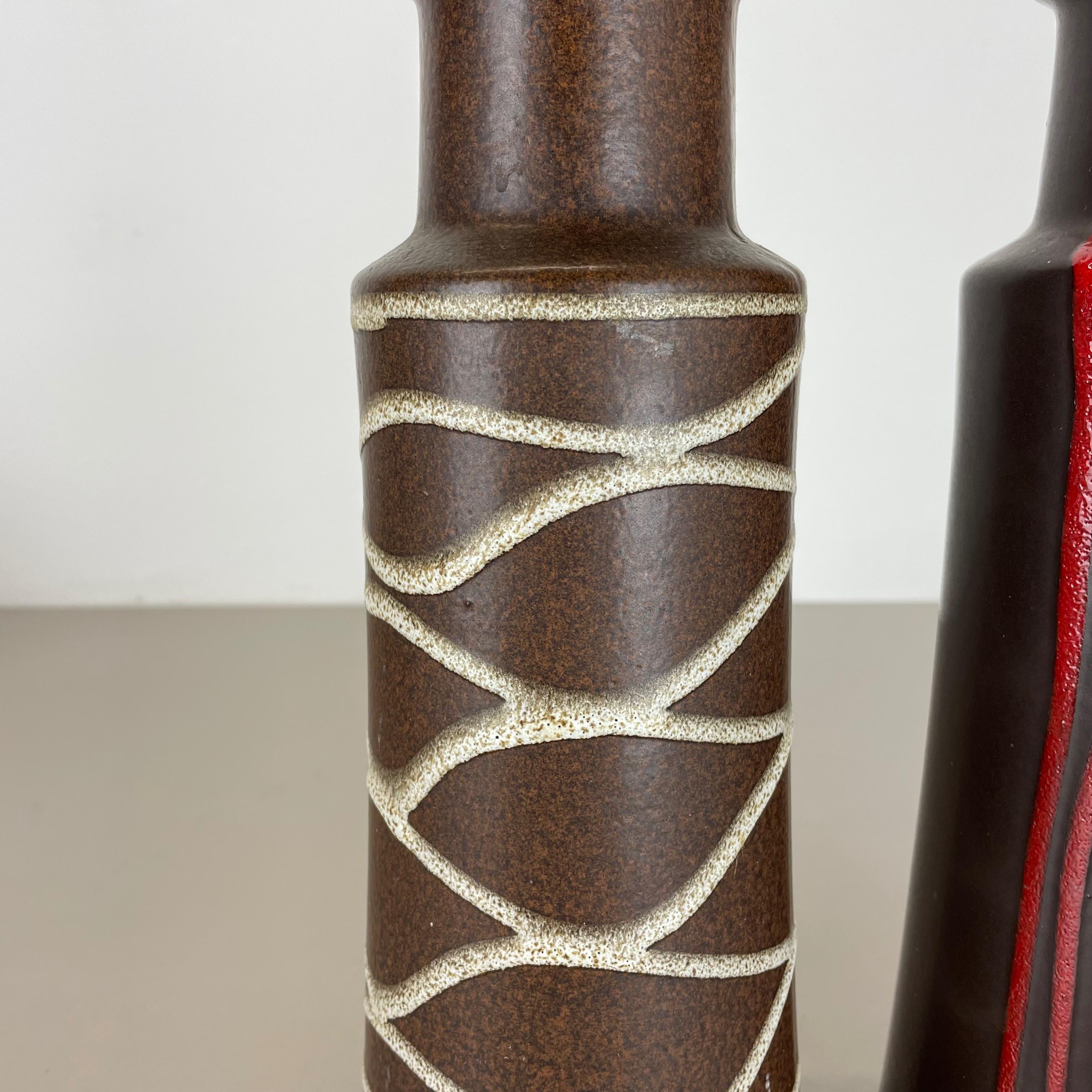 Set aus zwei Fat Lava-Vasen „LINES“ aus Keramik von Scheurich, Deutschland, 1970er Jahre im Angebot 4