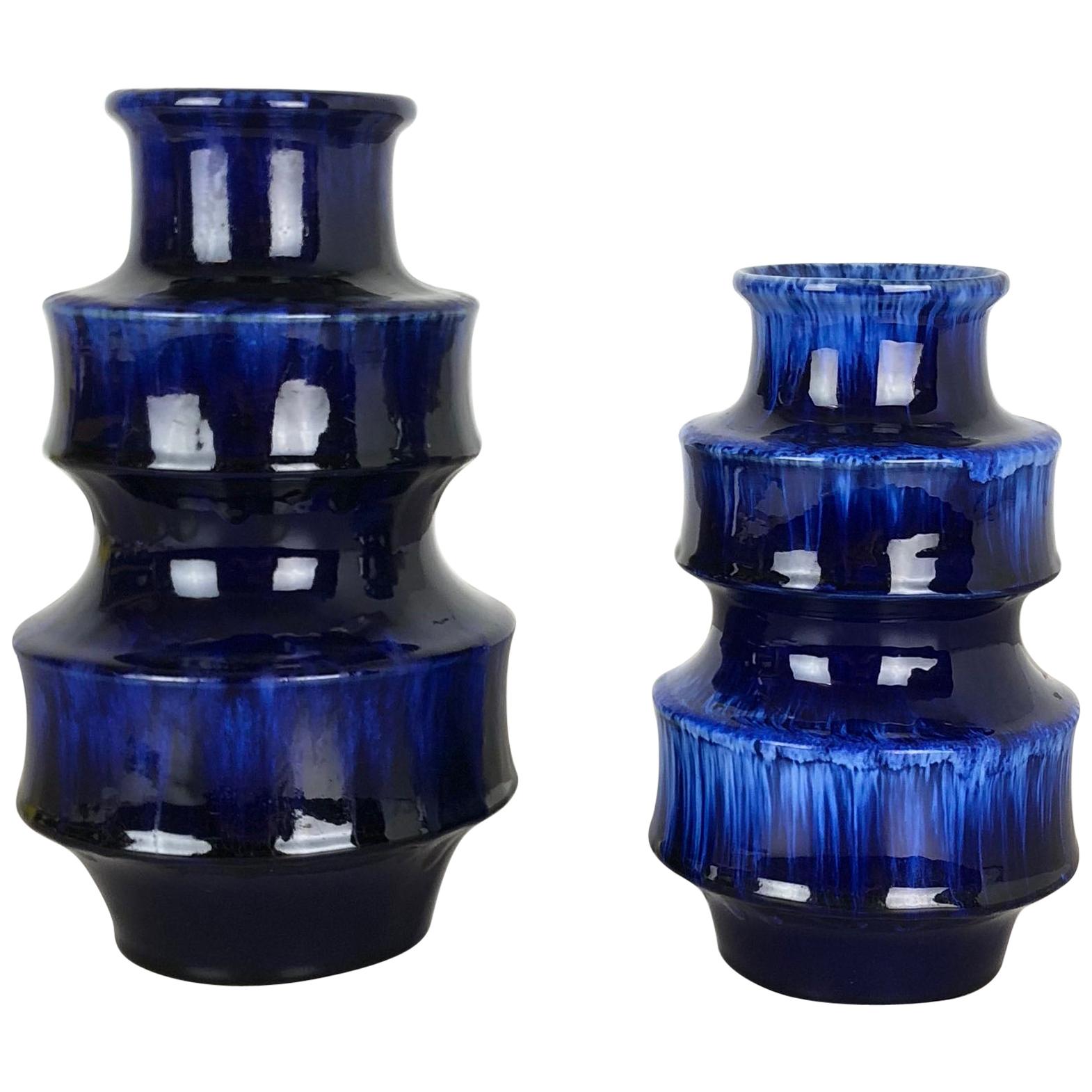 Set von zwei flachen Lava-Vasen aus Keramik, Modell „267“ von Scheurich, Deutschland, 1970er Jahre