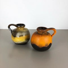 Set of Two Pottery Fat Lava Vases model "484-21" Made by Scheurich Germany 1970s