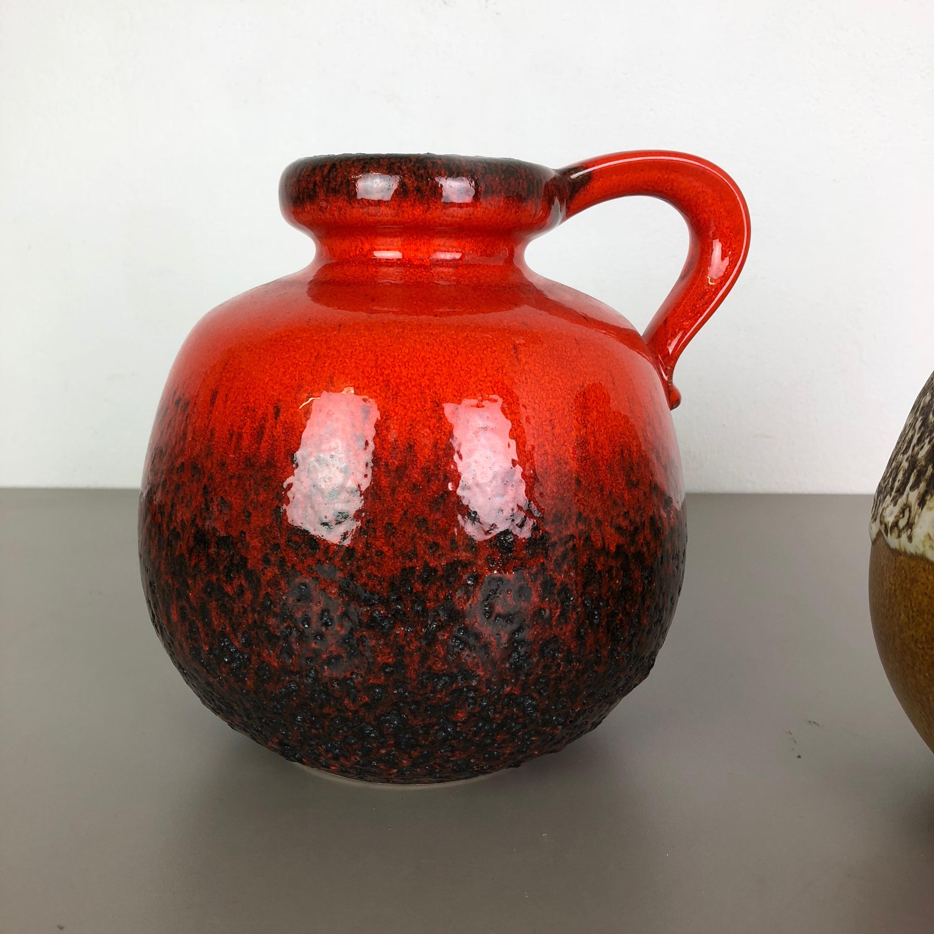 Mid-Century Modern Set of Two Pottery Fat Lava Vases Model 