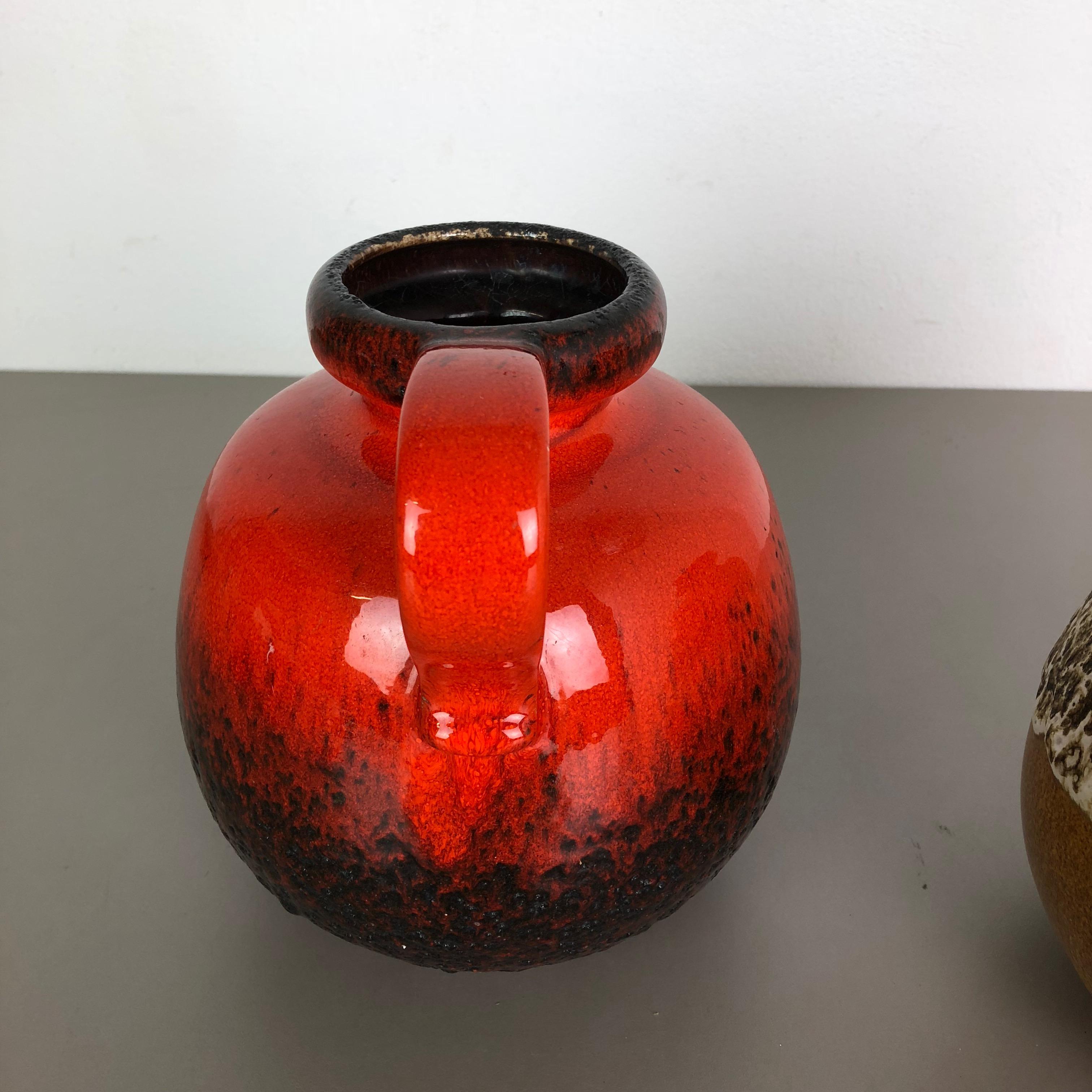 Ceramic Set of Two Pottery Fat Lava Vases Model 