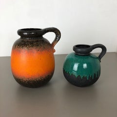 Set of Two Pottery Fat Lava Vases Model "484" Made by Scheurich, Germany, 1970s