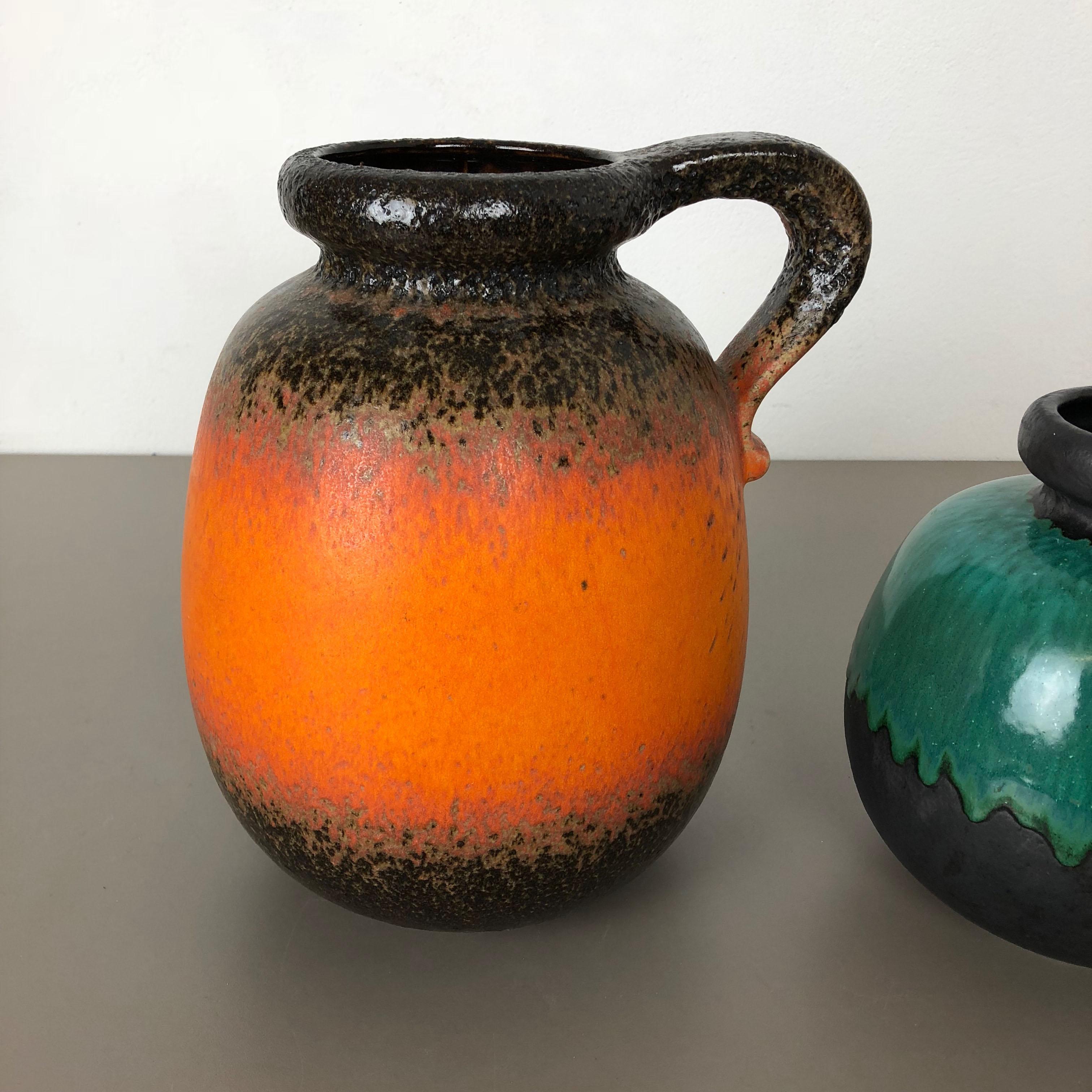 Mid-Century Modern Set of Two Pottery Fat Lava Vases Model 