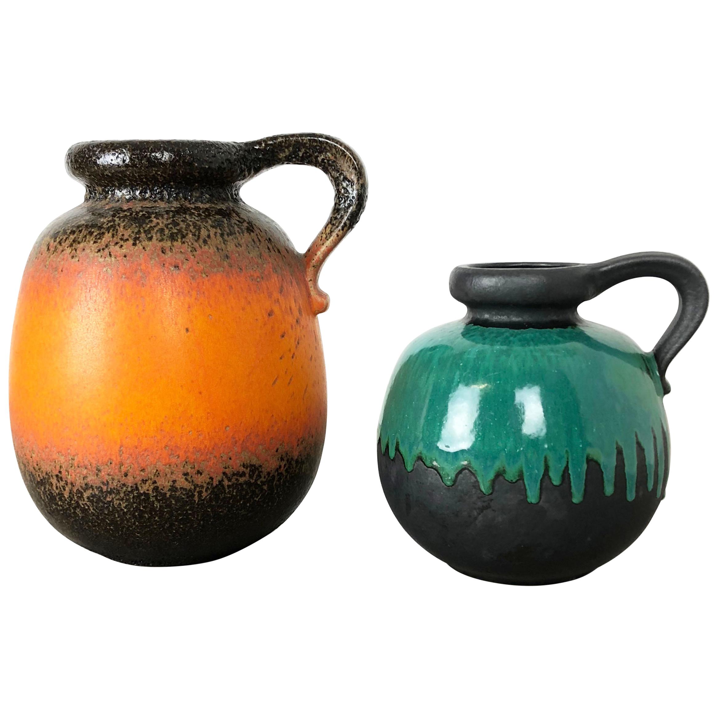 Ensemble de deux vases en poterie de lave grasse modèle « 484 » fabriqués par Scheurich, Allemagne, années 1970