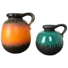 Set of Two Pottery Fat Lava Vases Model "484" Made by Scheurich, Germany, 1970s