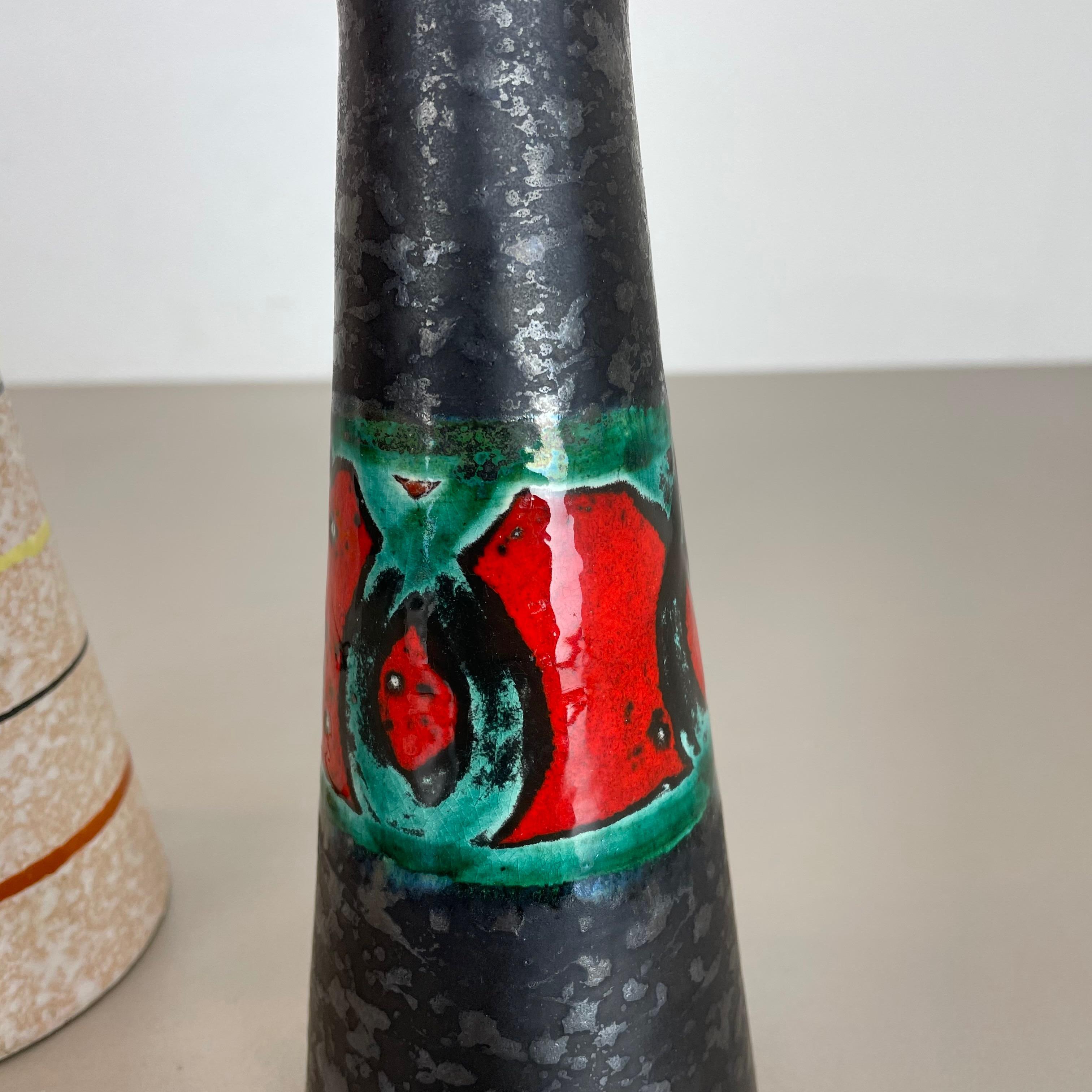 Set von zwei Fat Lava-Vasen aus Keramik „Multi-Color“ von Scheurich, Deutschland, 1970er Jahre im Angebot 5