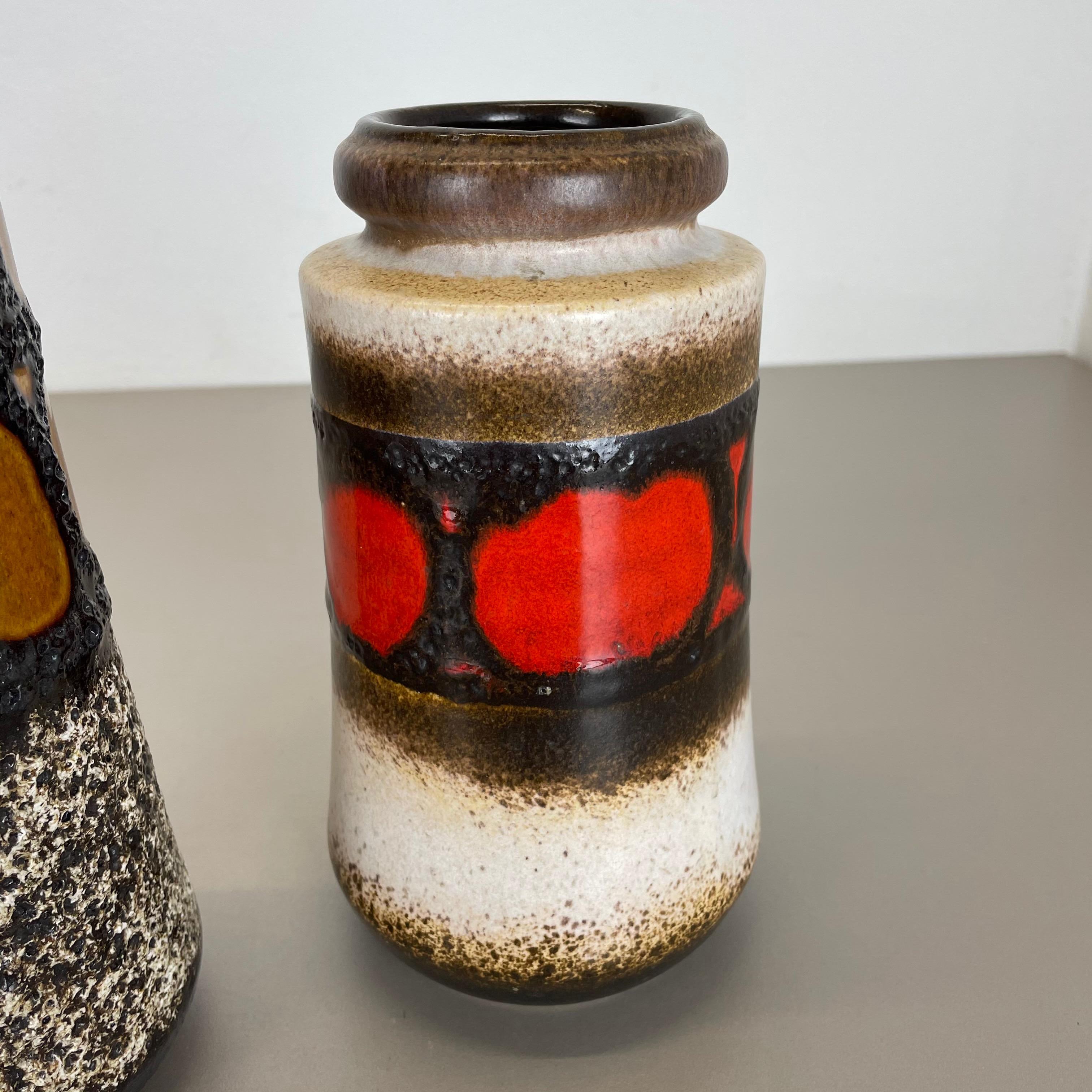 Set of Two Pottery Fat Lava Vases 