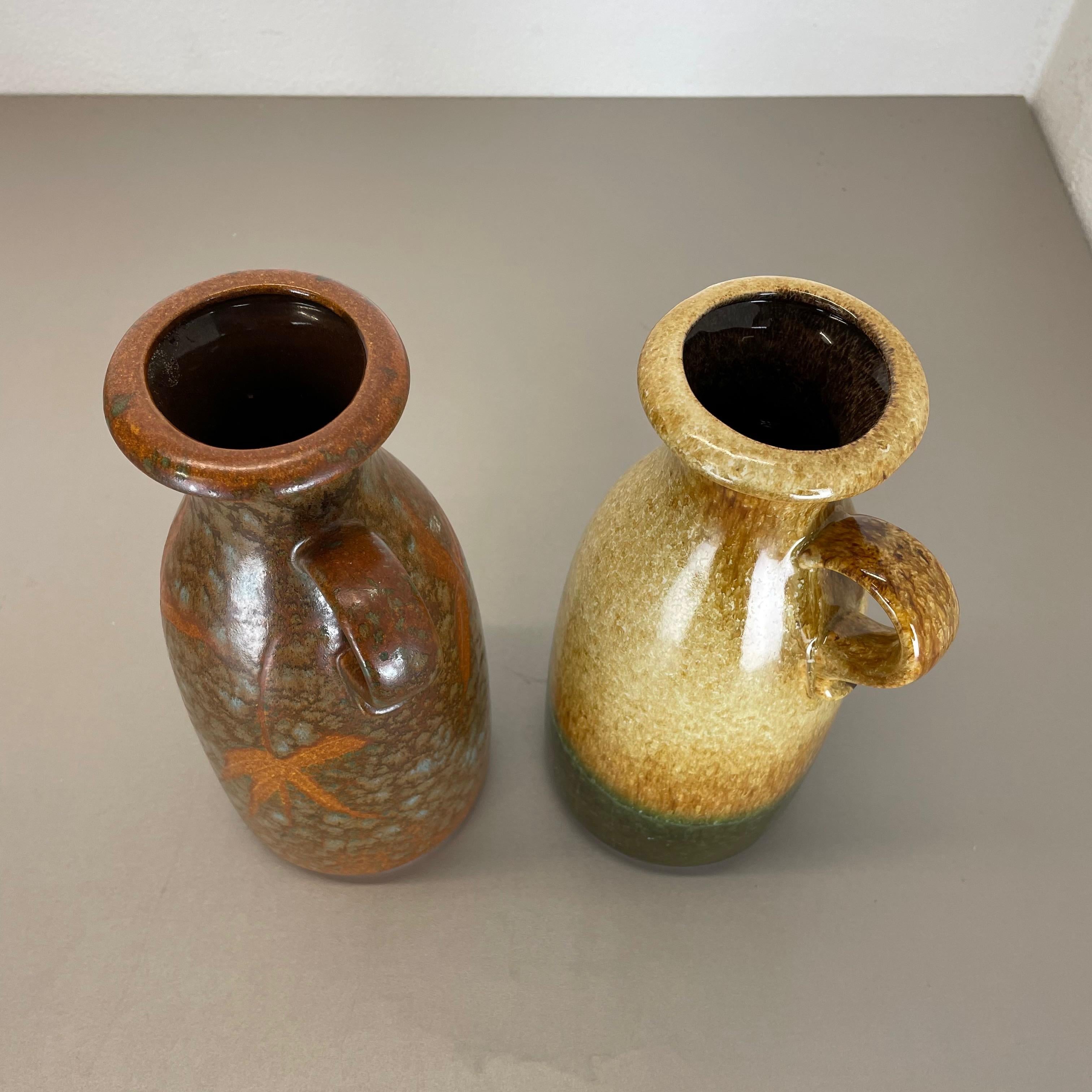Set von zwei flachen Lava-Vasen aus Keramik „Multi-Color“ von Scheurich, Deutschland, 1970er Jahre im Angebot 6