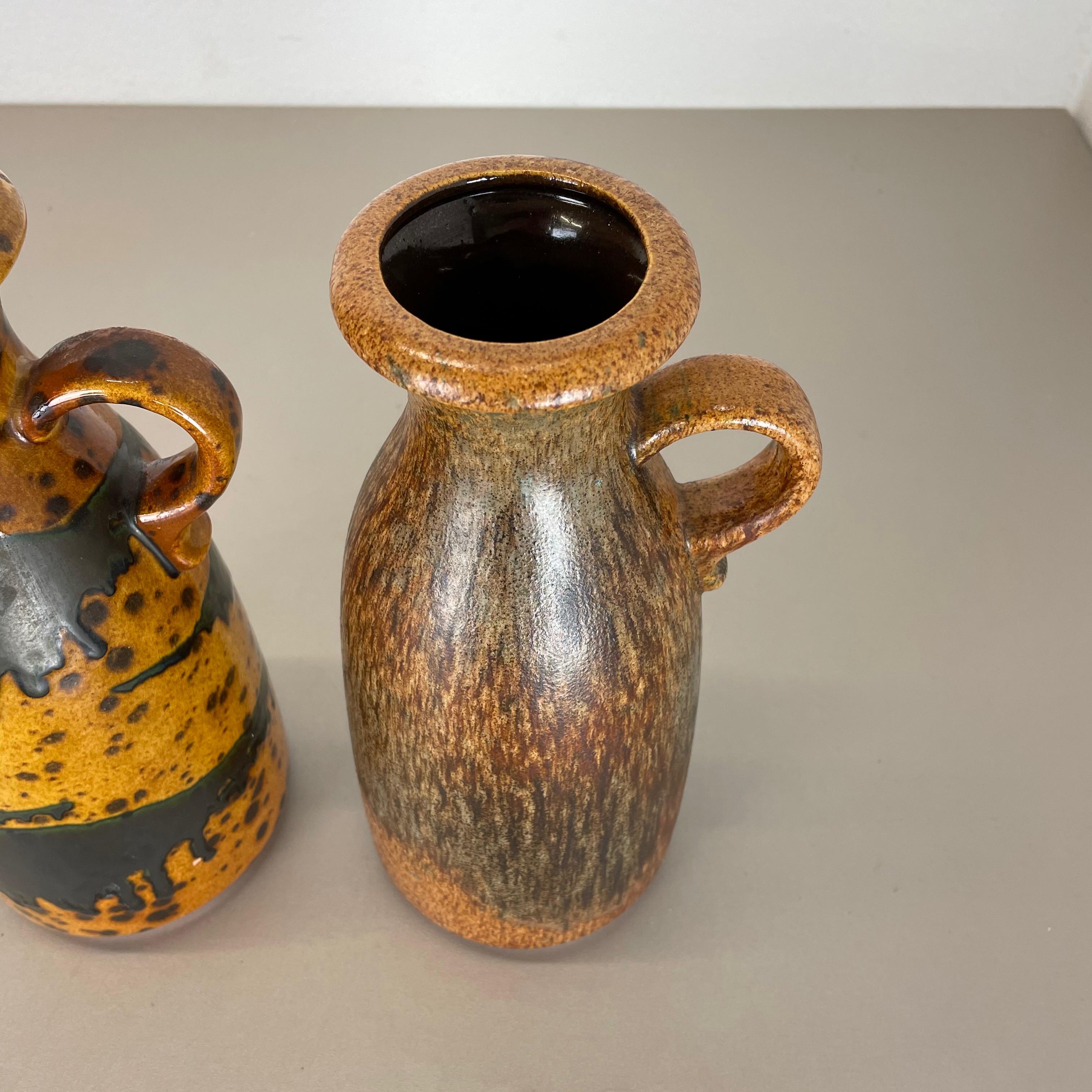 Set of Two Pottery Fat Lava Vases 