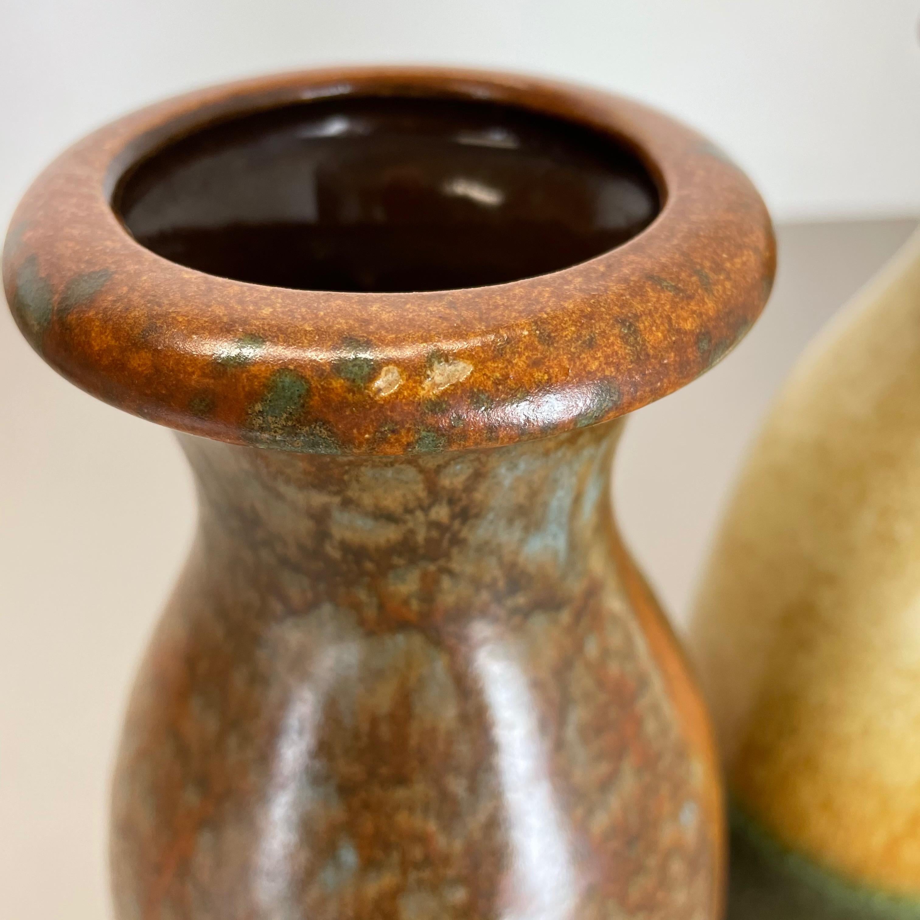 Set of Two Pottery Fat Lava Vases 