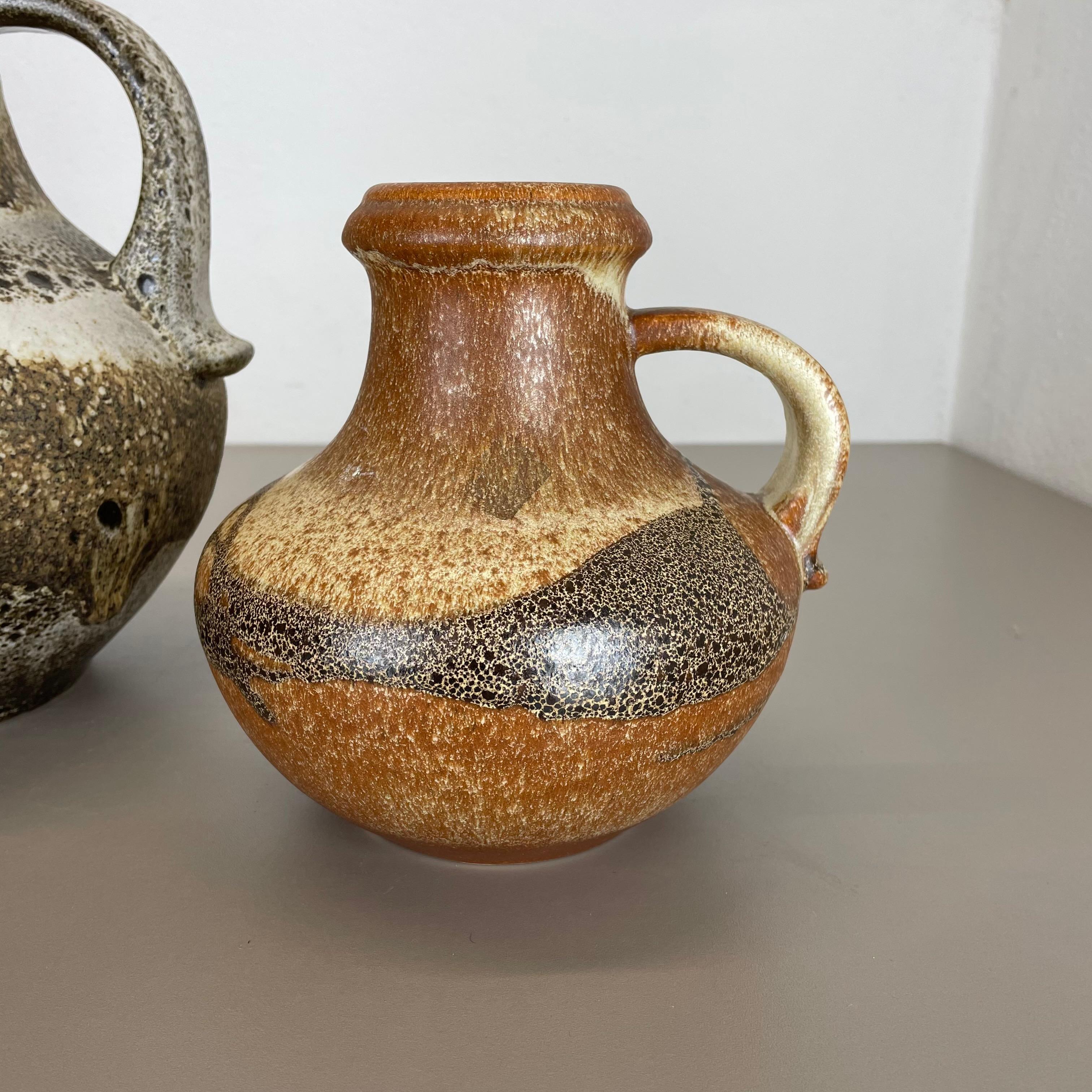 Set of Two Pottery Fat Lava Vases 