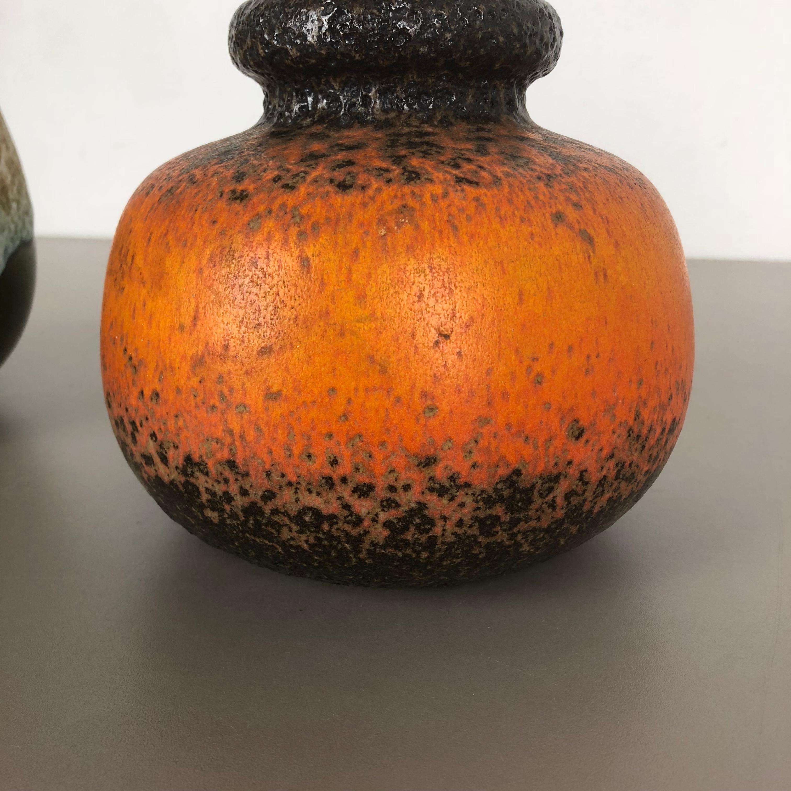 Set of Two Pottery Fat Lava Vases 