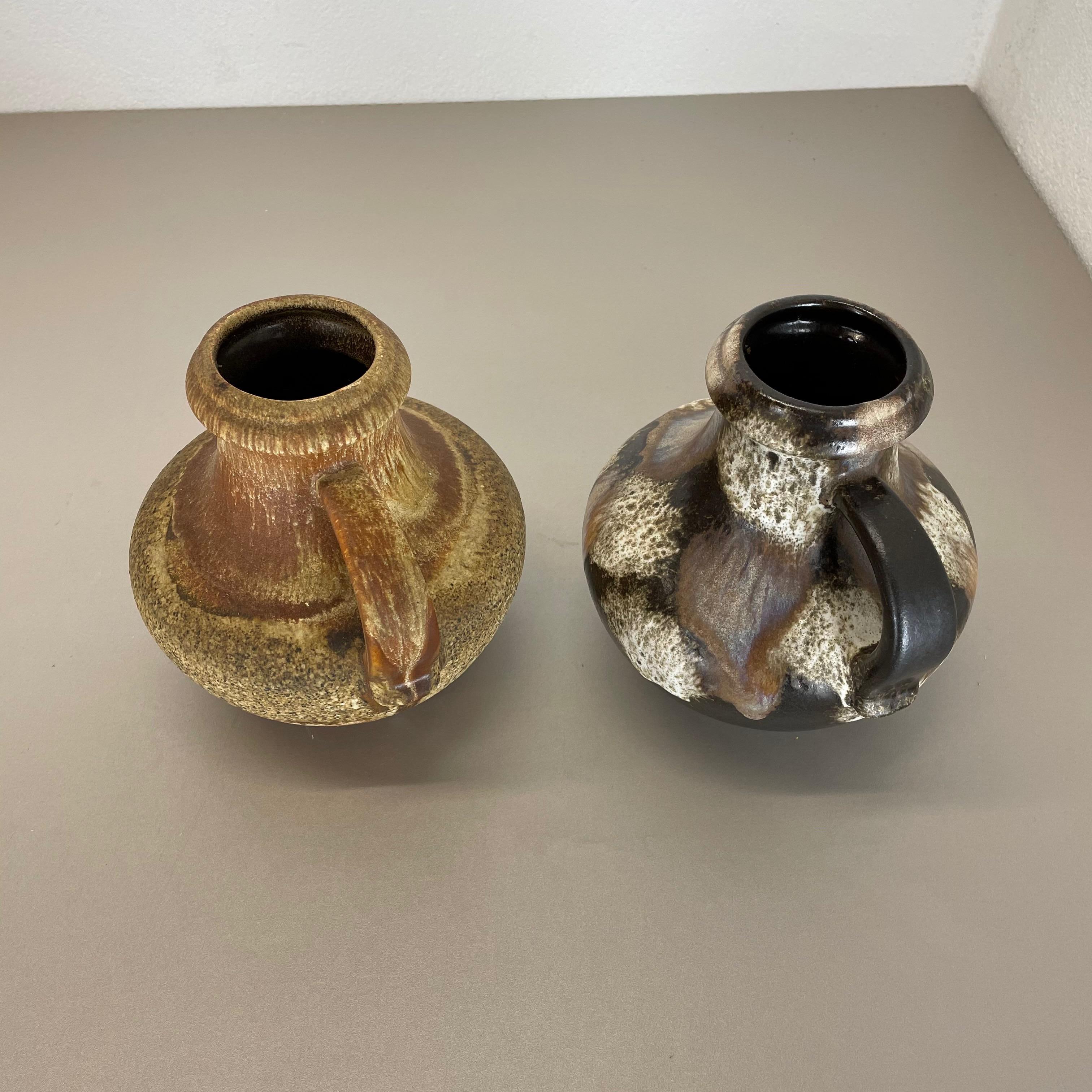 Set of Two Pottery Fat Lava Vases 