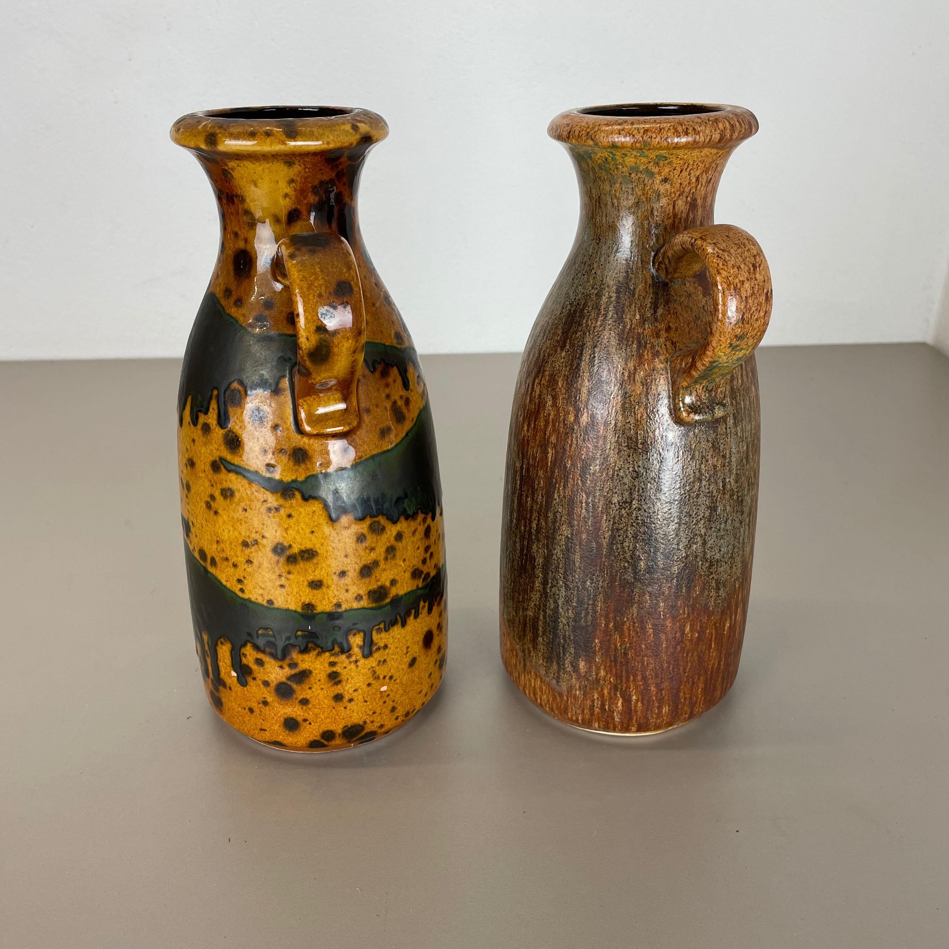 Set of Two Pottery Fat Lava Vases 