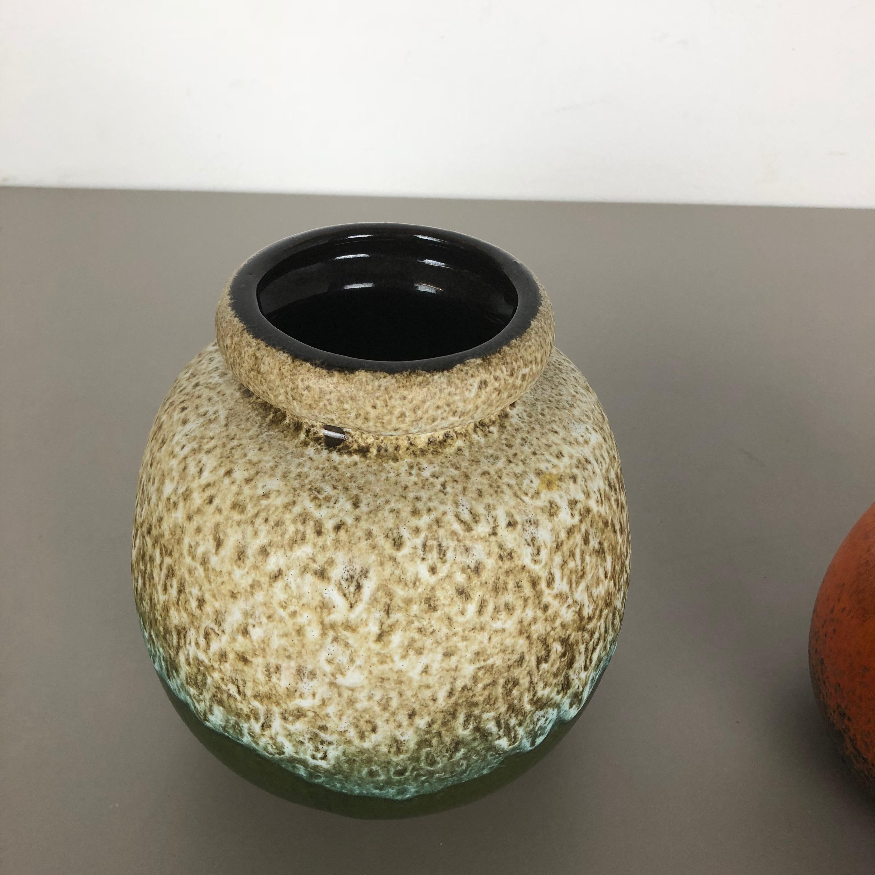 Set of Two Pottery Fat Lava Vases 