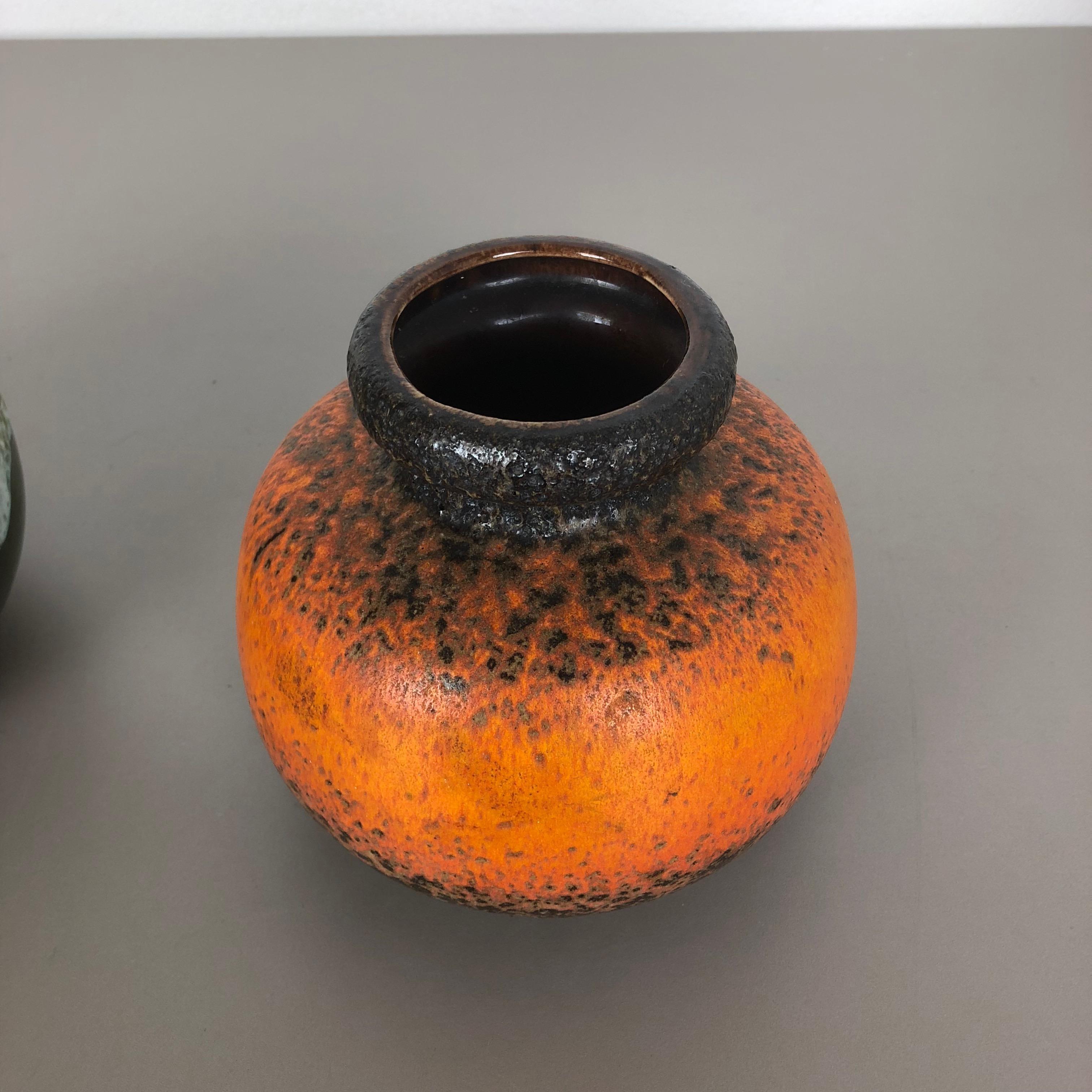 Set of Two Pottery Fat Lava Vases 