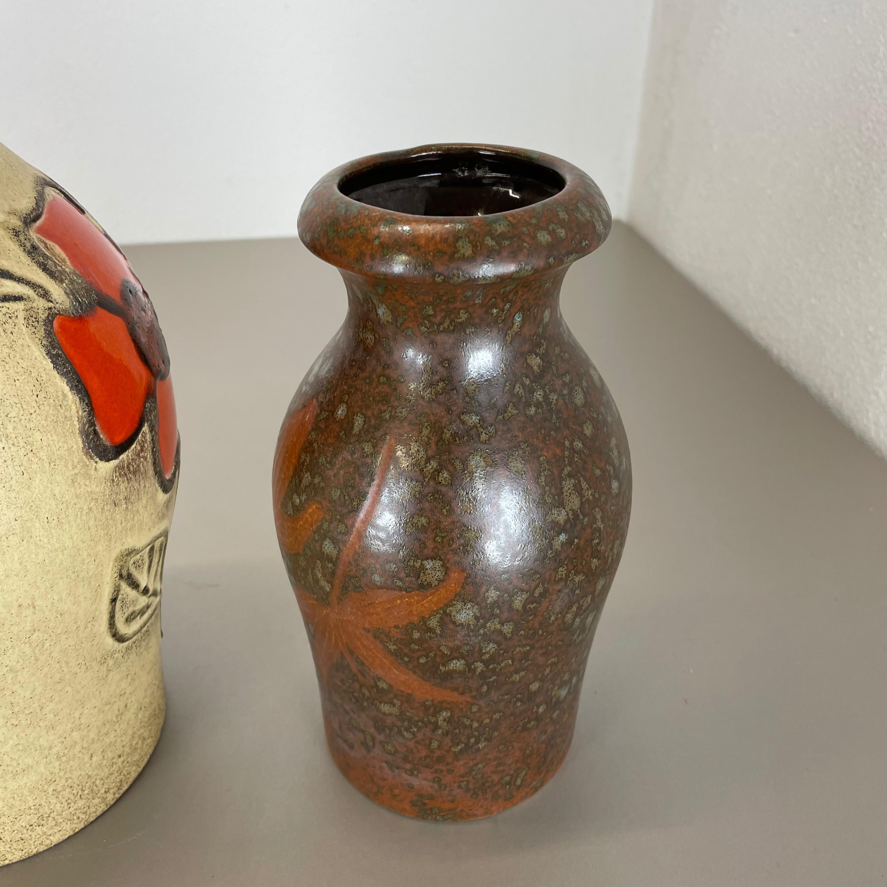 Set of Two Pottery Fat Lava Vases 