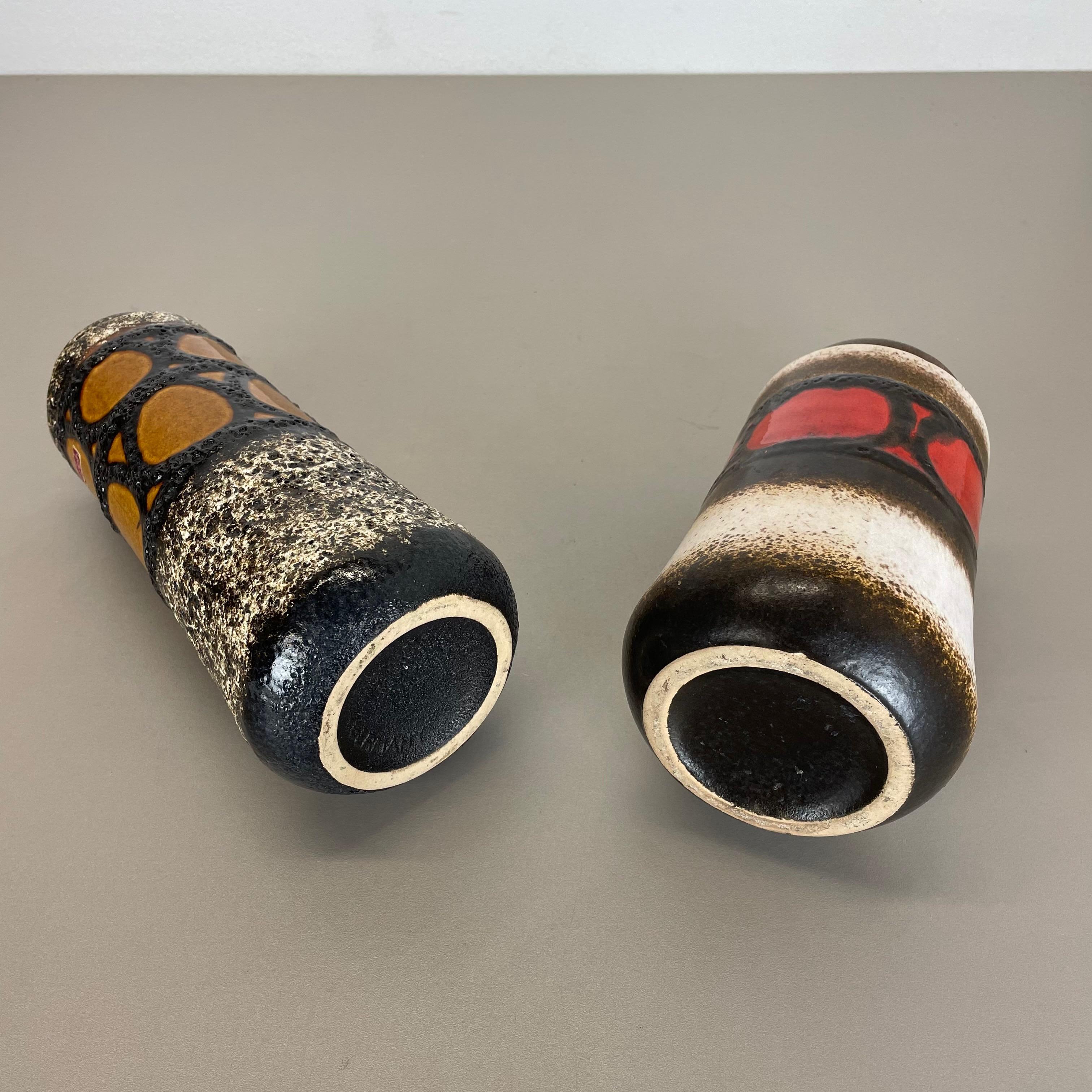 Set of Two Pottery Fat Lava Vases 