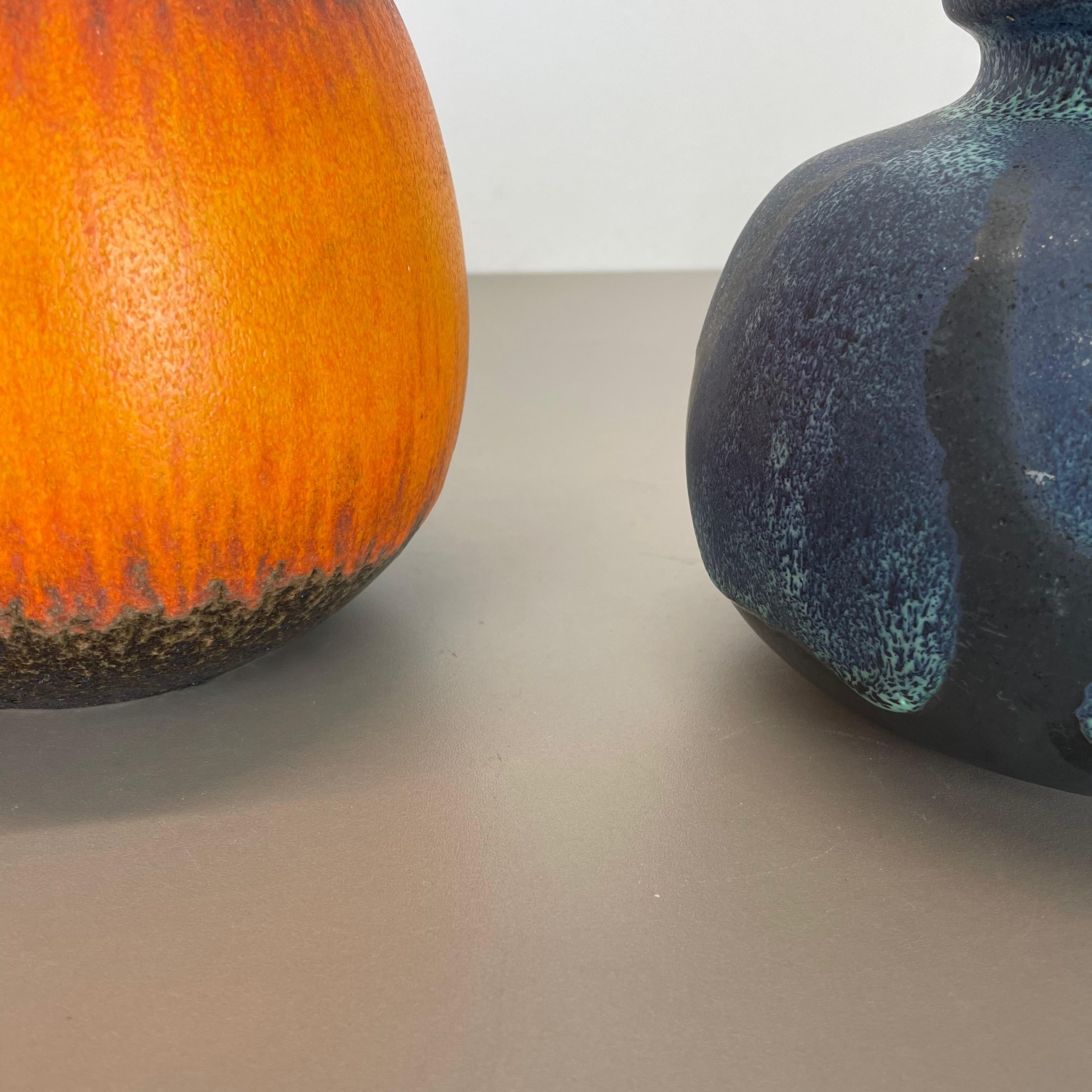 Set von zwei flachen Lava-Vasen aus Keramik „Multi-Color“ von Scheurich, Deutschland, 1970er Jahre im Angebot 10