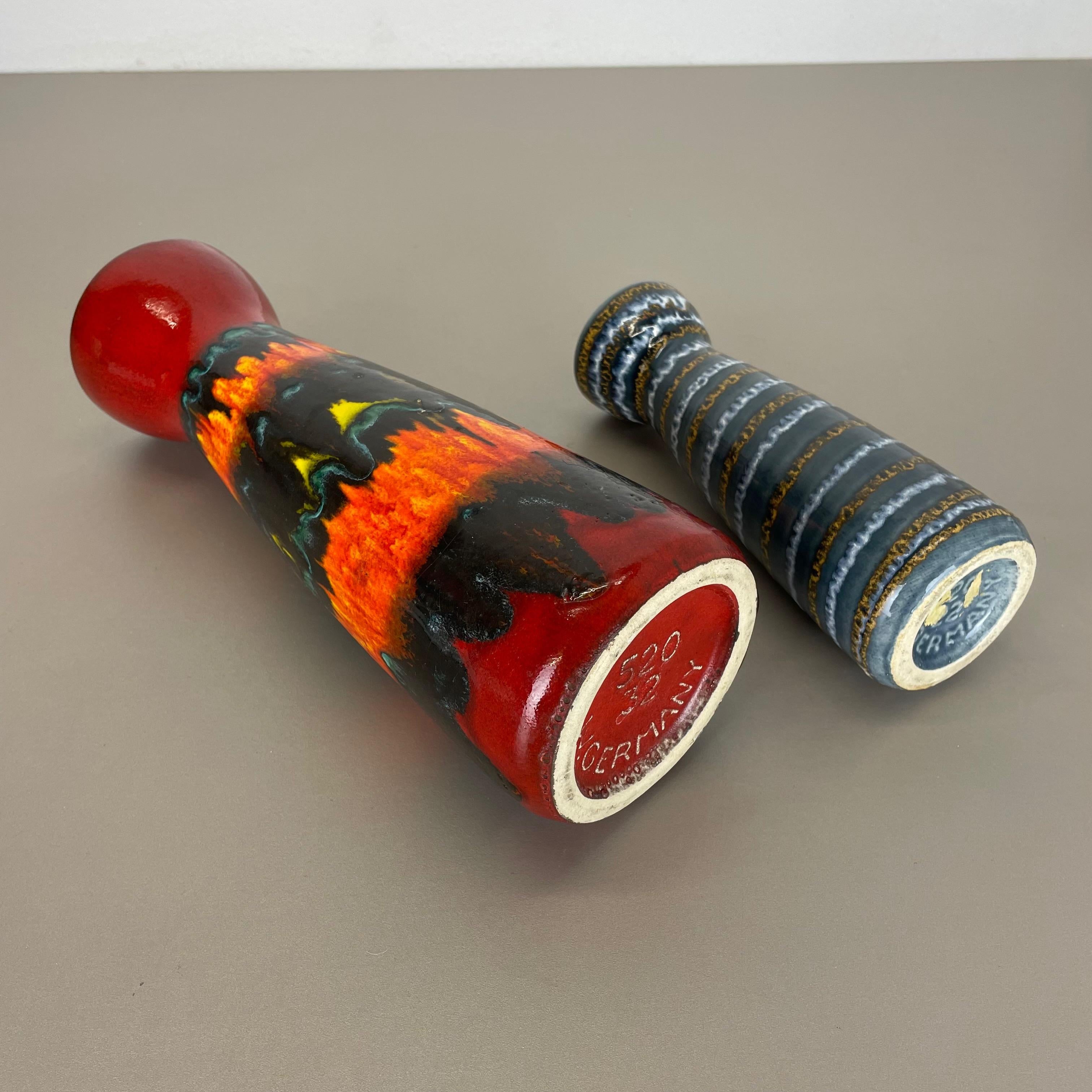 Set von zwei Fat Lava-Vasen aus Keramik „Multi-Color“ von Scheurich, Deutschland, 1970er Jahre im Angebot 10