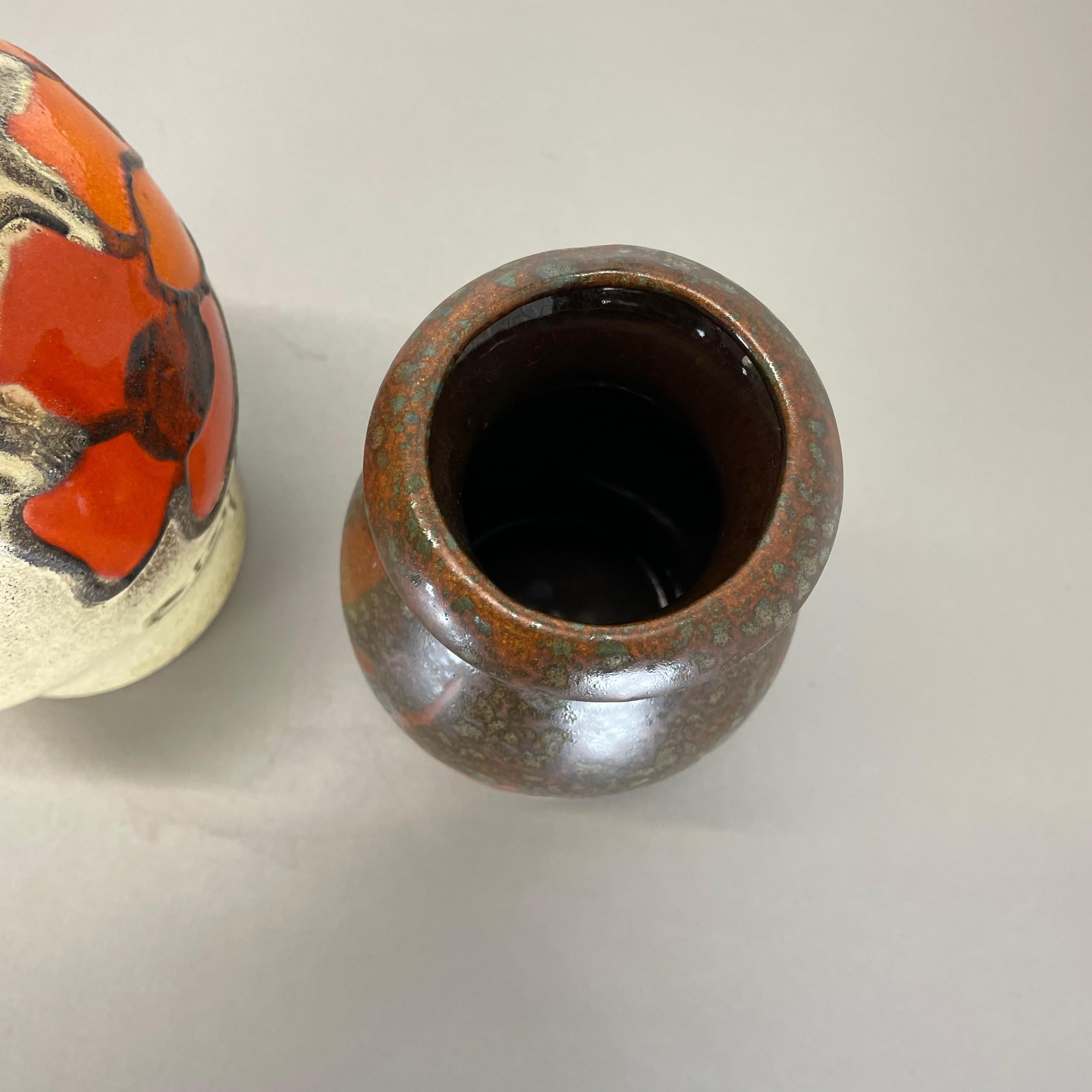 Set of Two Pottery Fat Lava Vases 