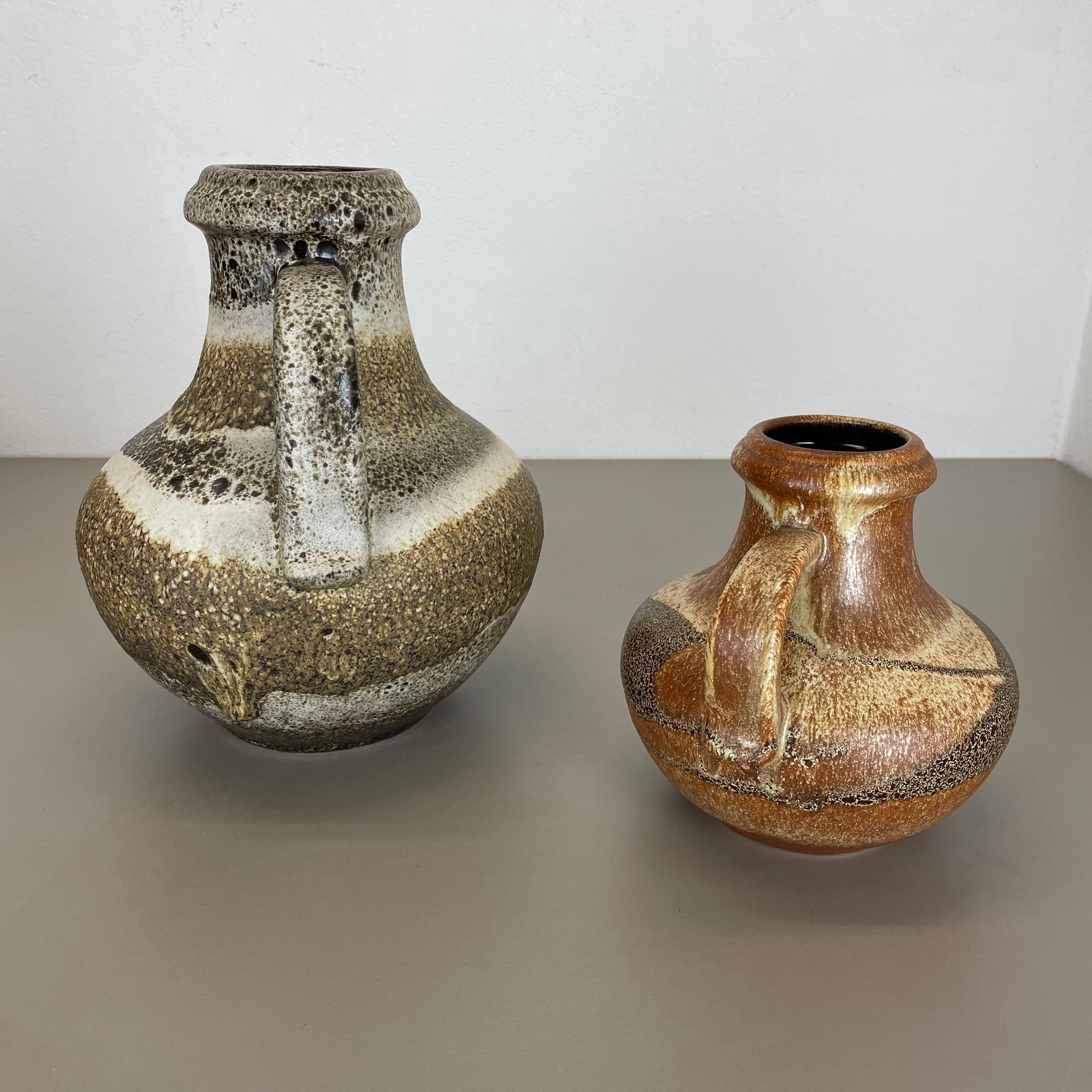 Set of Two Pottery Fat Lava Vases 