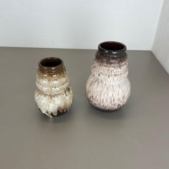 Set of Two Pottery Fat Lava Vases "Multi-Color" by Scheurich, Germany, 1970s
