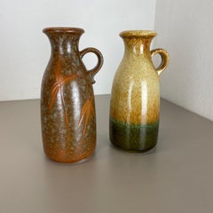 Set of Two Pottery Fat Lava Vases "Multi-Color" by Scheurich, Germany, 1970s